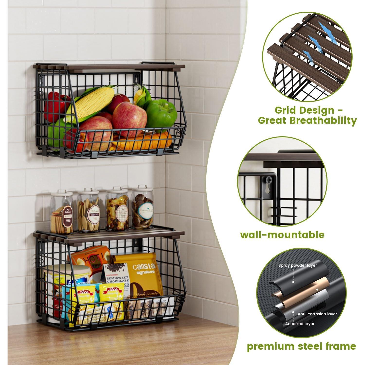 Cesta de Frutas de Alambre GGIU - 3 Paquete Multiuso 32.3cm