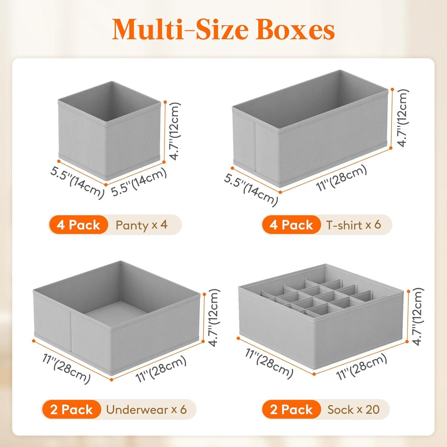 Organizador de Cajones Lifewit 16 Piezas Tela Plegable Gris