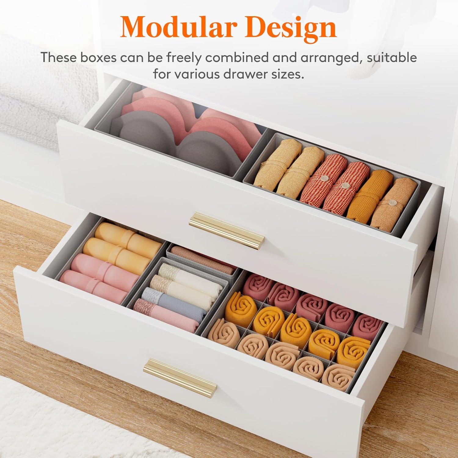 Organizador de Cajones Lifewit 16 Piezas Tela Plegable Gris