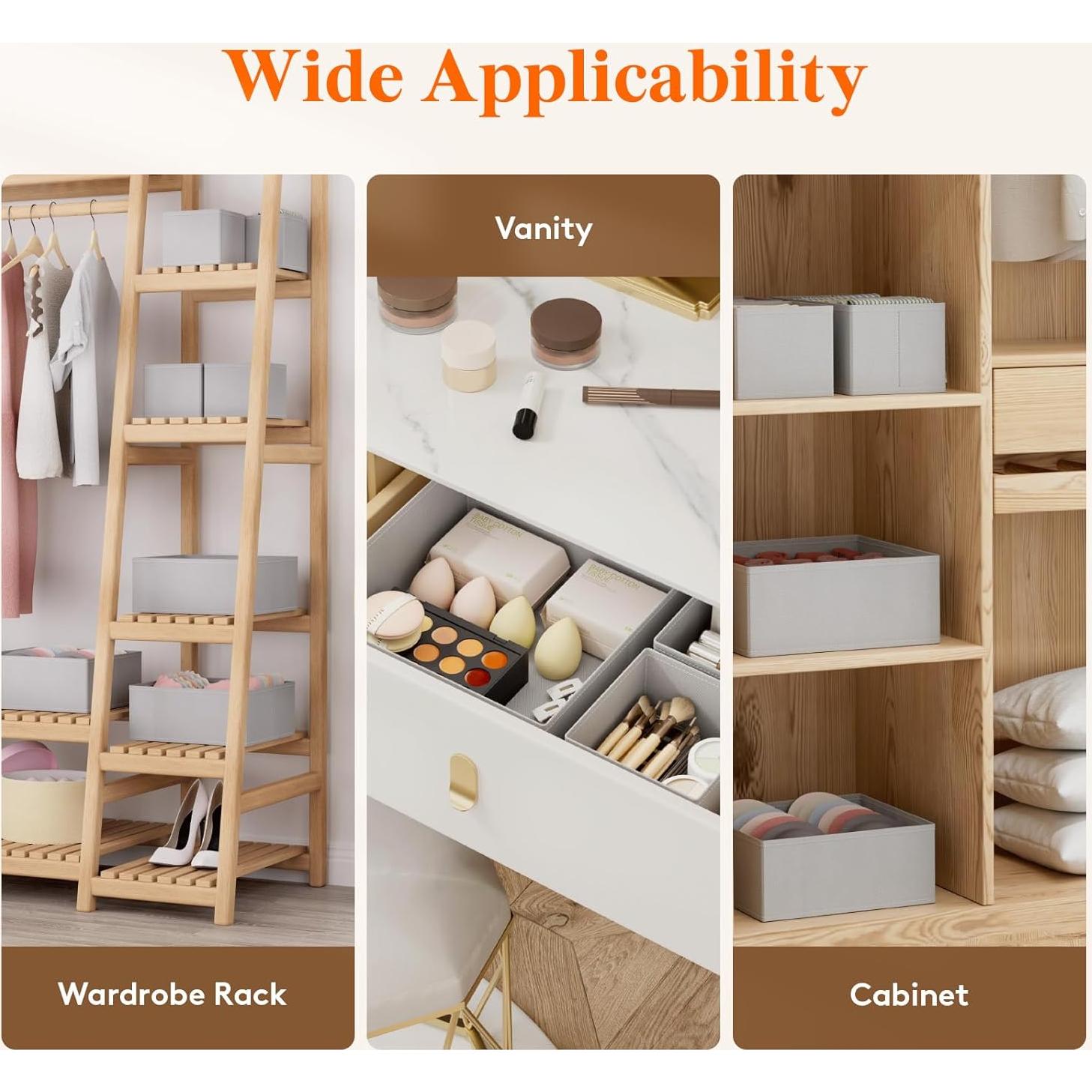 Organizador de Cajones Lifewit 16 Piezas Tela Plegable Gris