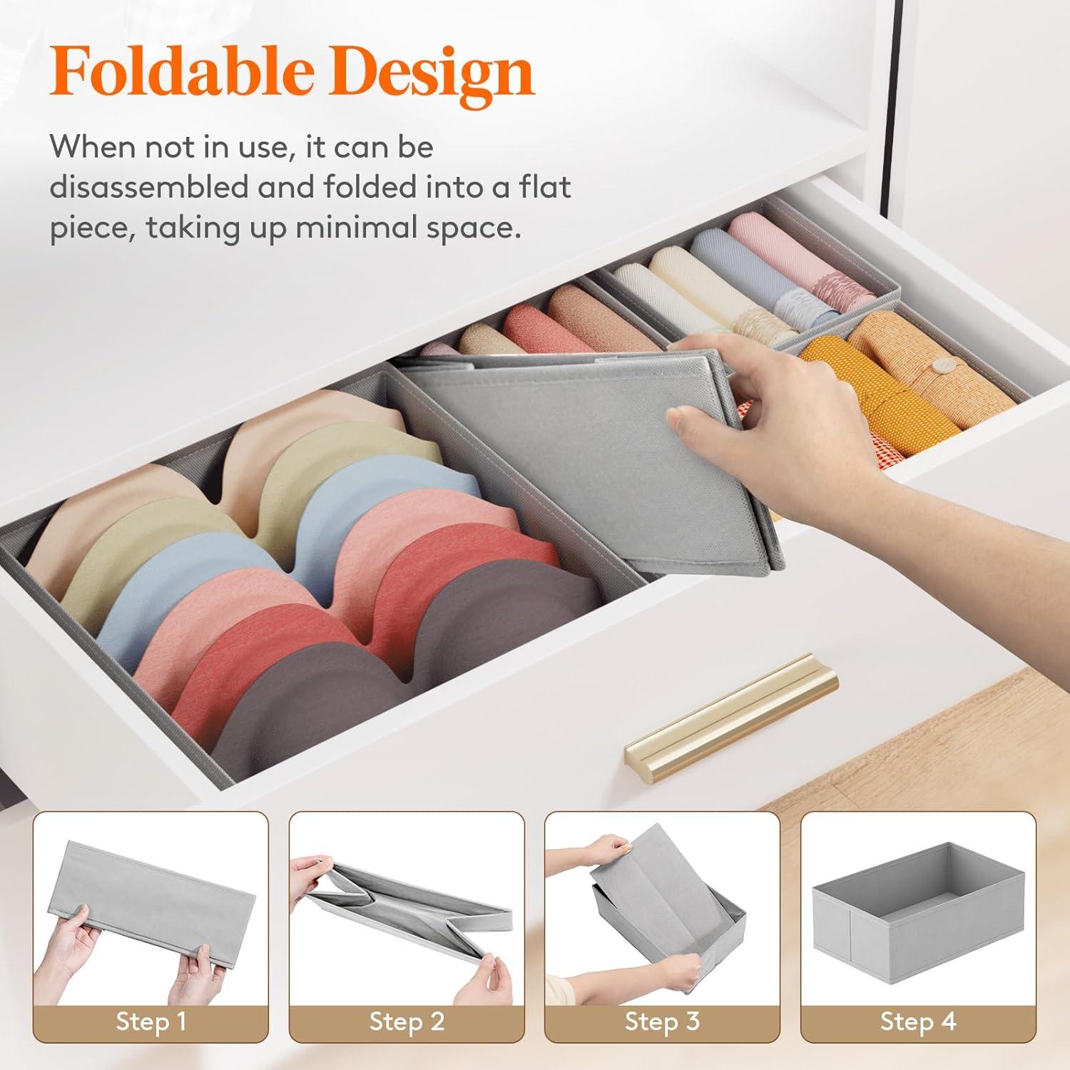 Organizador de Cajones Lifewit 16 Piezas Tela Plegable Gris