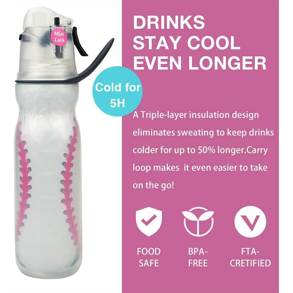 Botella de Agua Aislada efiLneerG 600ml para Niños Béisbol