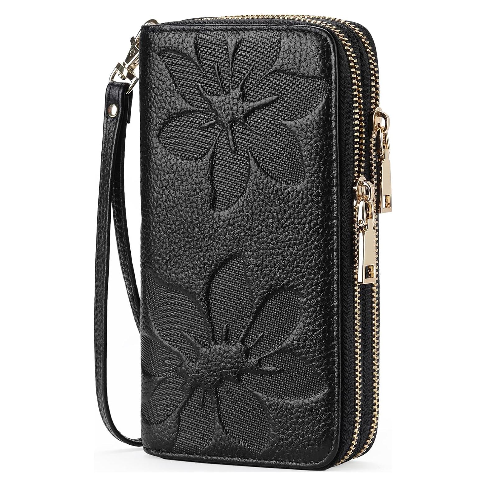 Cartera de Mujer GOIACII Doble Cierre RFID Cuero Floral