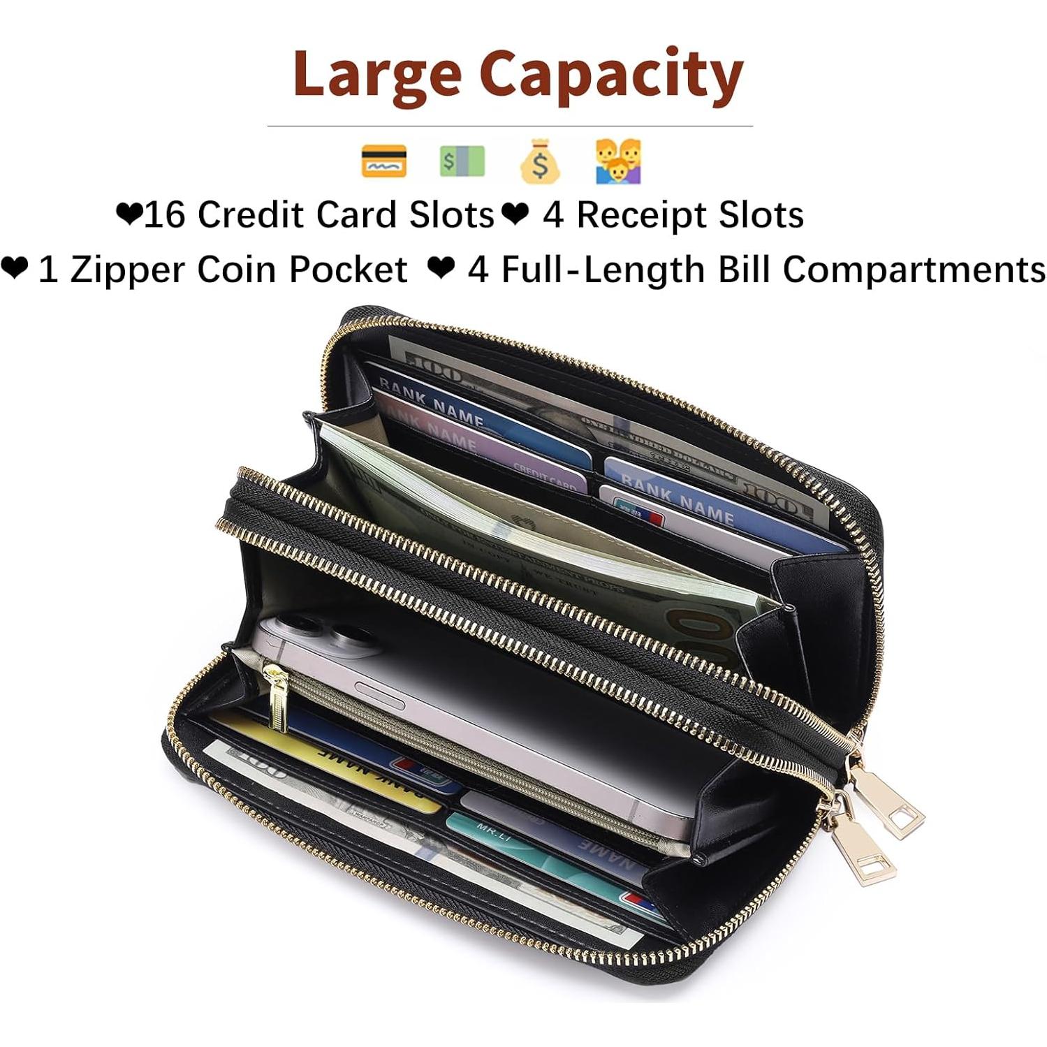 Cartera de Mujer GOIACII Doble Cierre RFID Cuero Floral