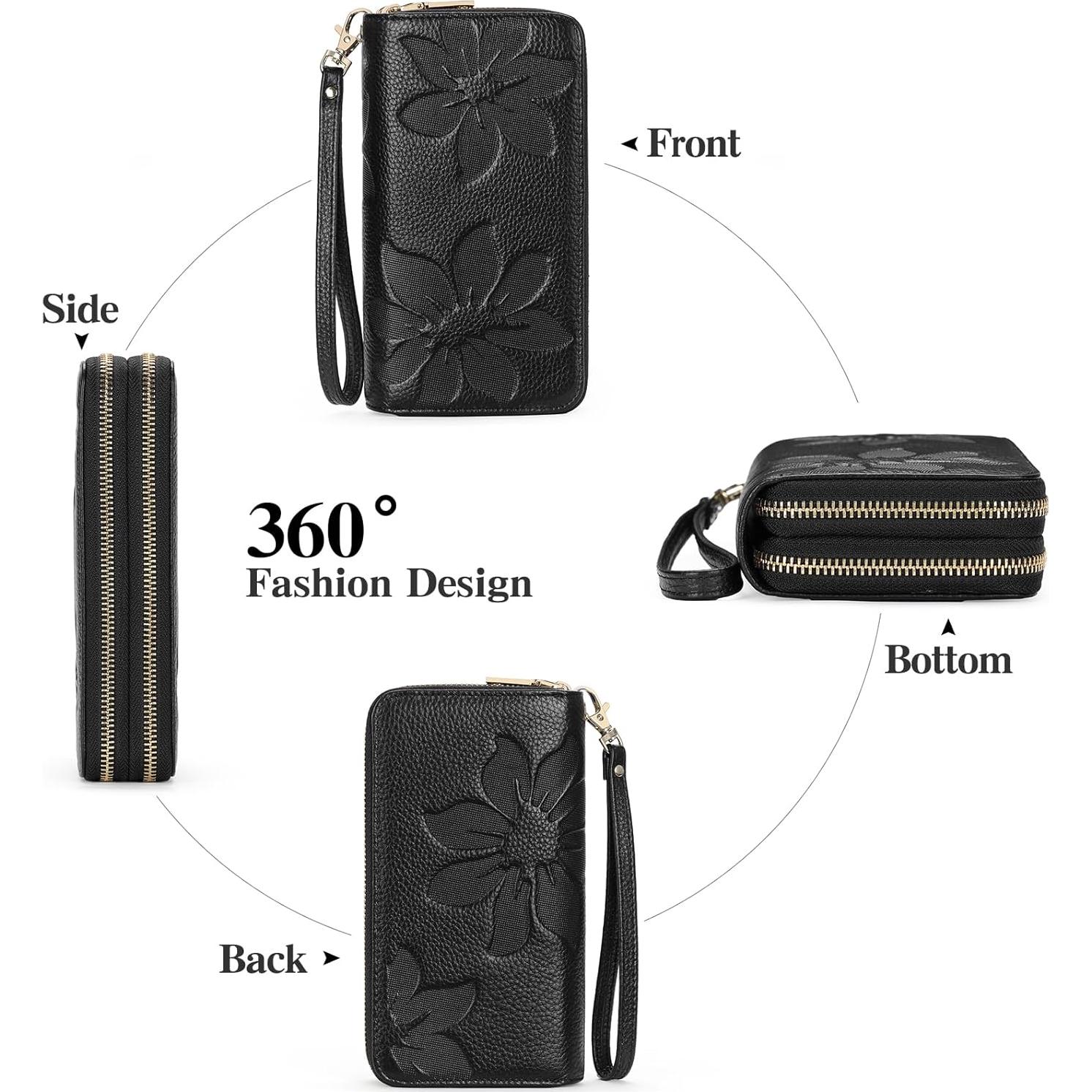 Cartera de Mujer GOIACII Doble Cierre RFID Cuero Floral