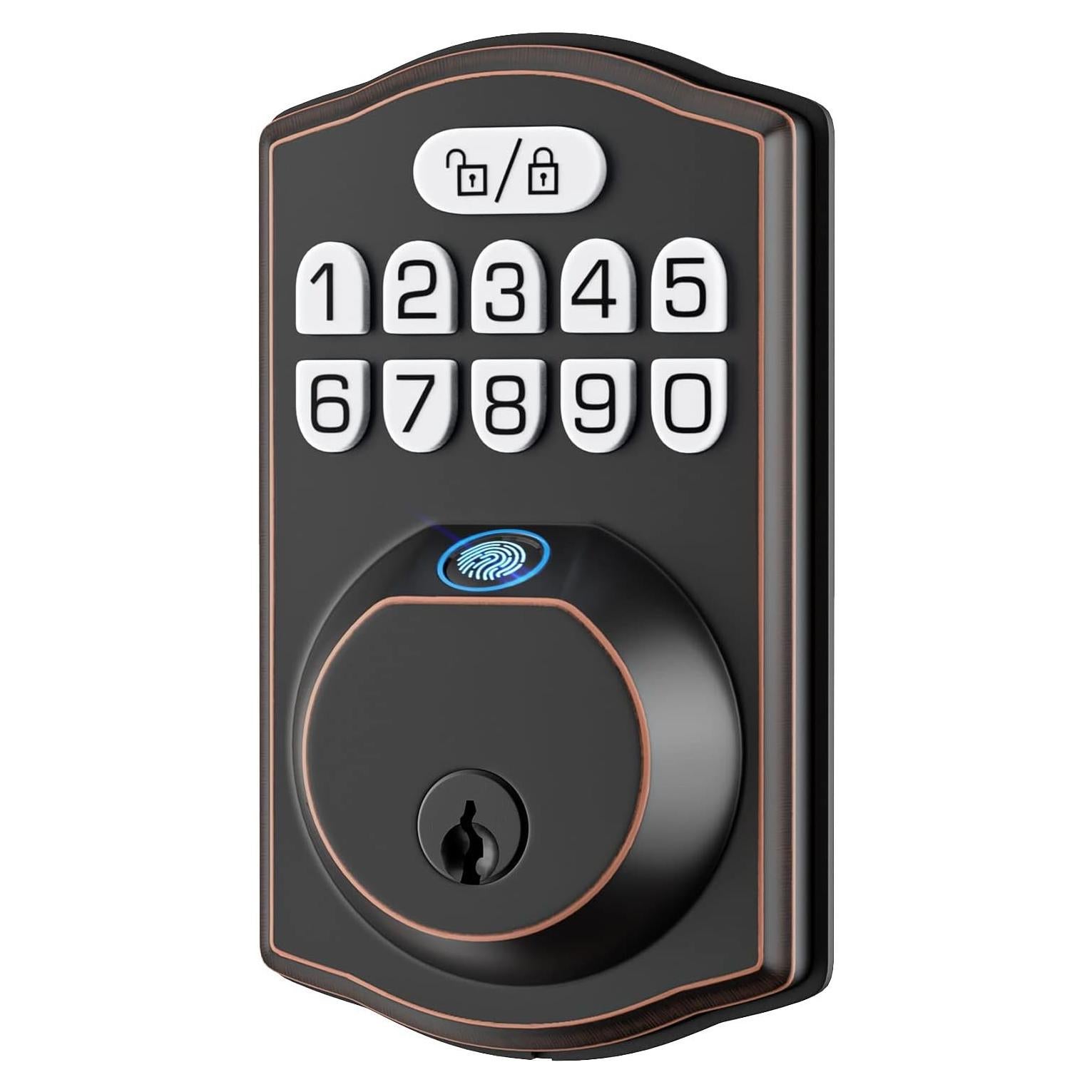 Cerradura Electrónica HOSOM Huella Digital Bronce Aceitado