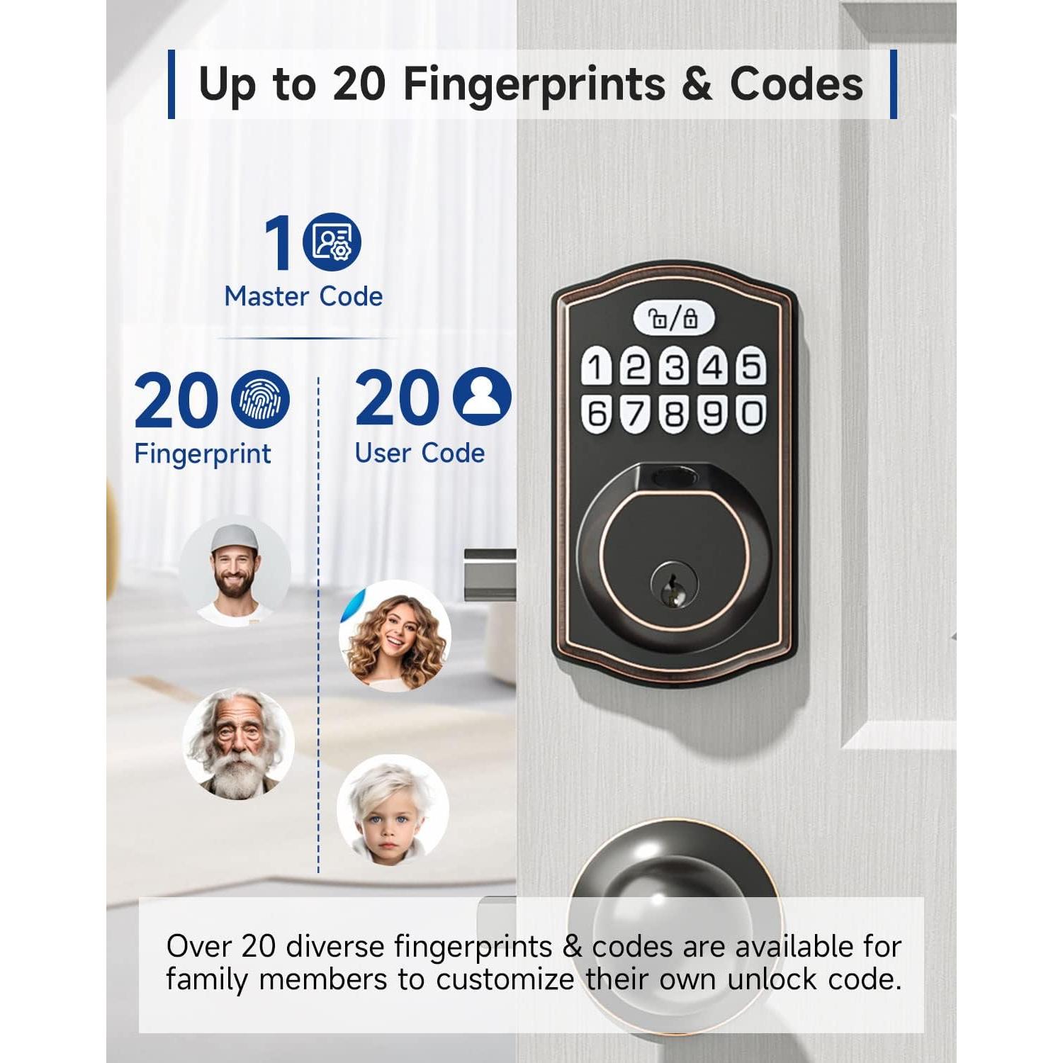 Cerradura Electrónica HOSOM Huella Digital Bronce Aceitado