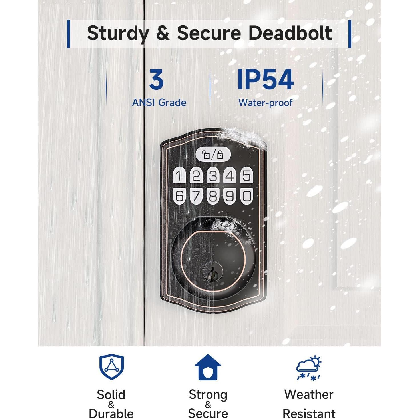 Cerradura Electrónica HOSOM Huella Digital Bronce Aceitado