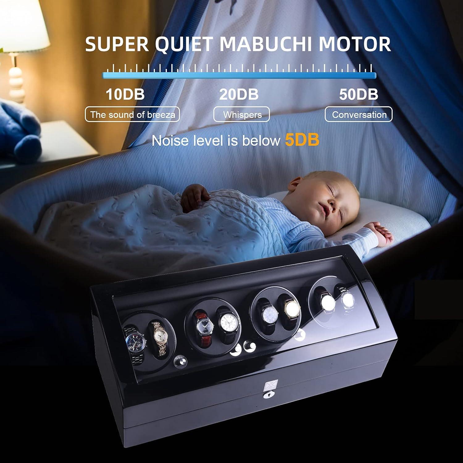 Reloj Winder Automático Udgtee 4 Motores Negro Madera