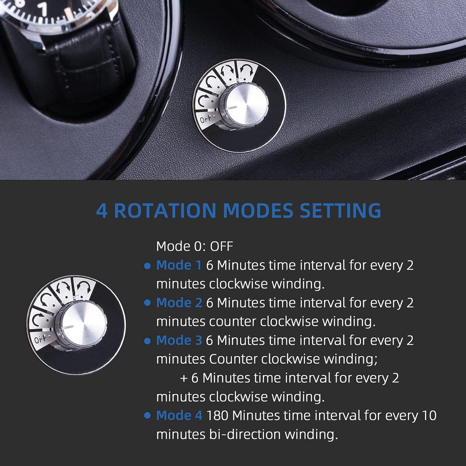 Reloj Winder Automático Udgtee 4 Motores Negro Madera