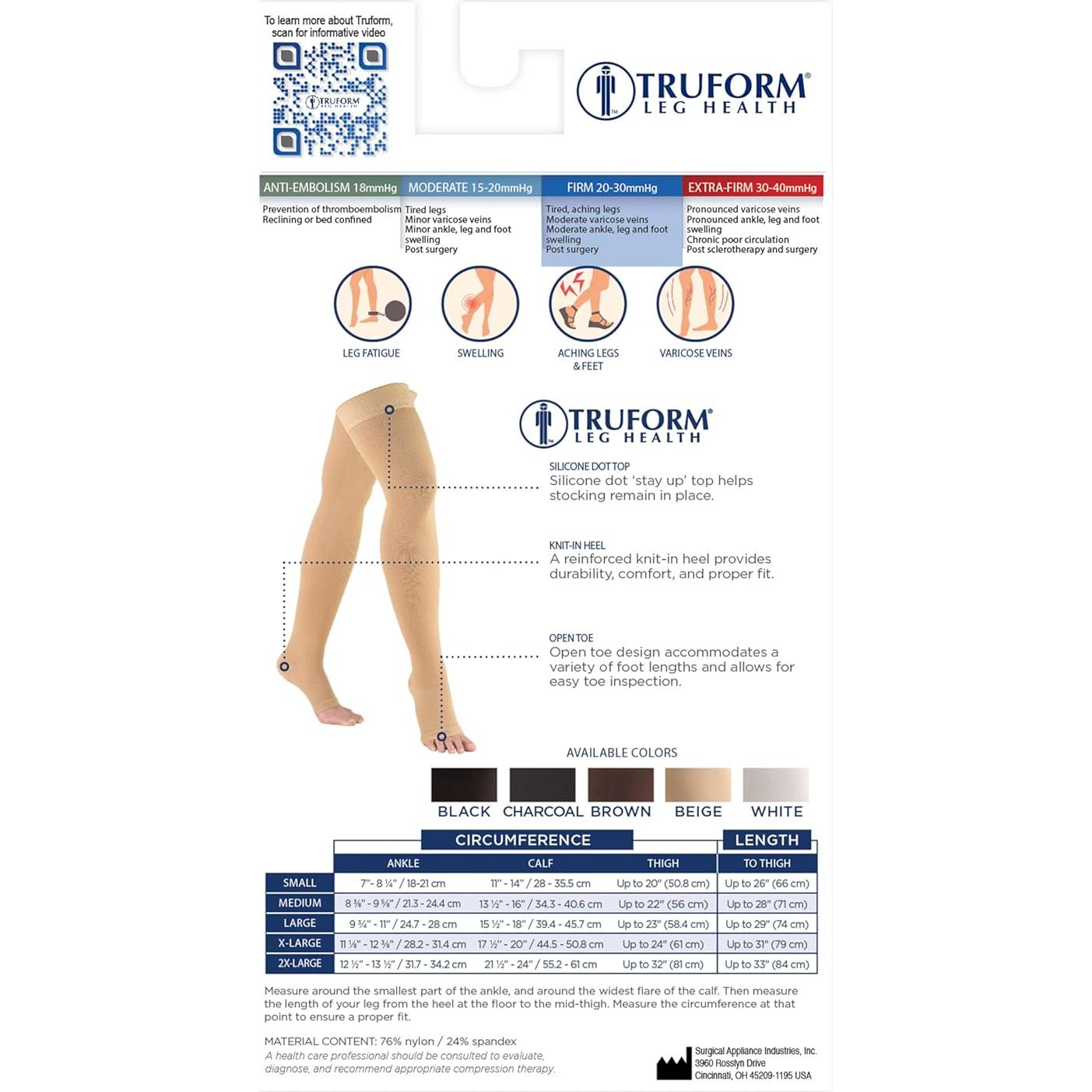 Medias de Compresión Truform 20-30 mmHg Unisex Beige Pequeño