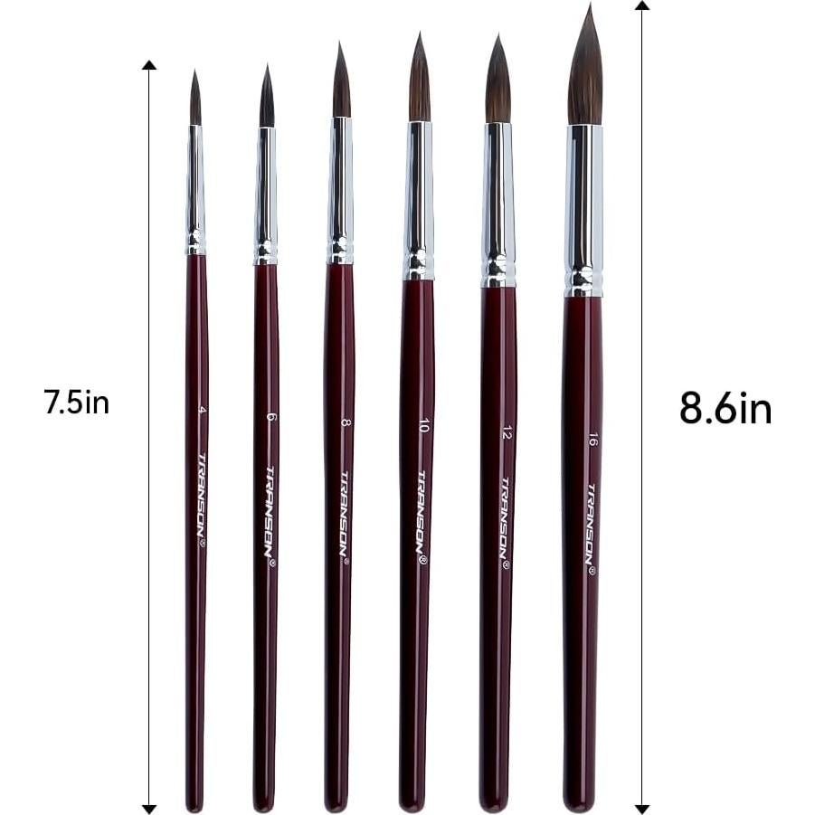 Juego de Pinceles Redondos Transon 6 Piezas Mango Corto