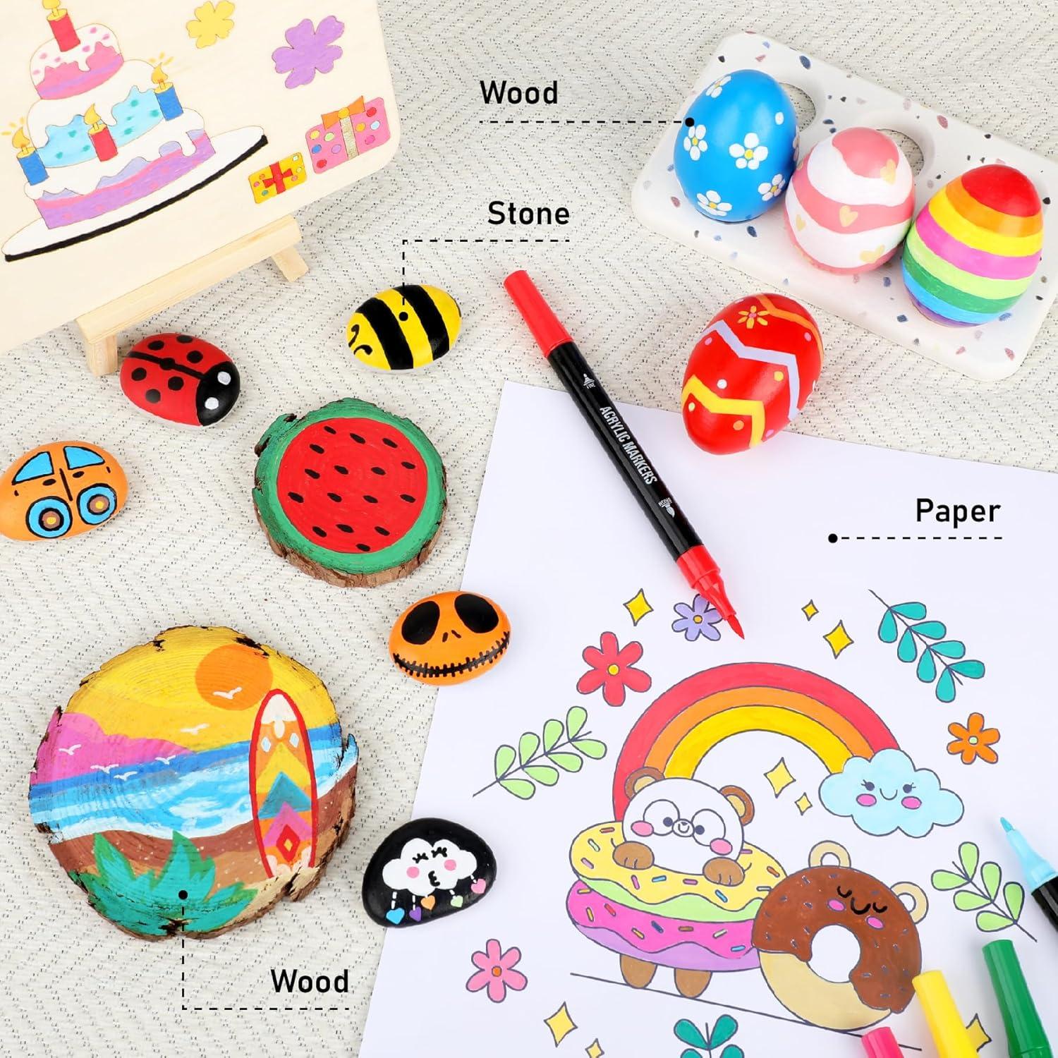 Kit de 120 Marcadores Acrílicos Pagather - Punta Doble, Multicolor