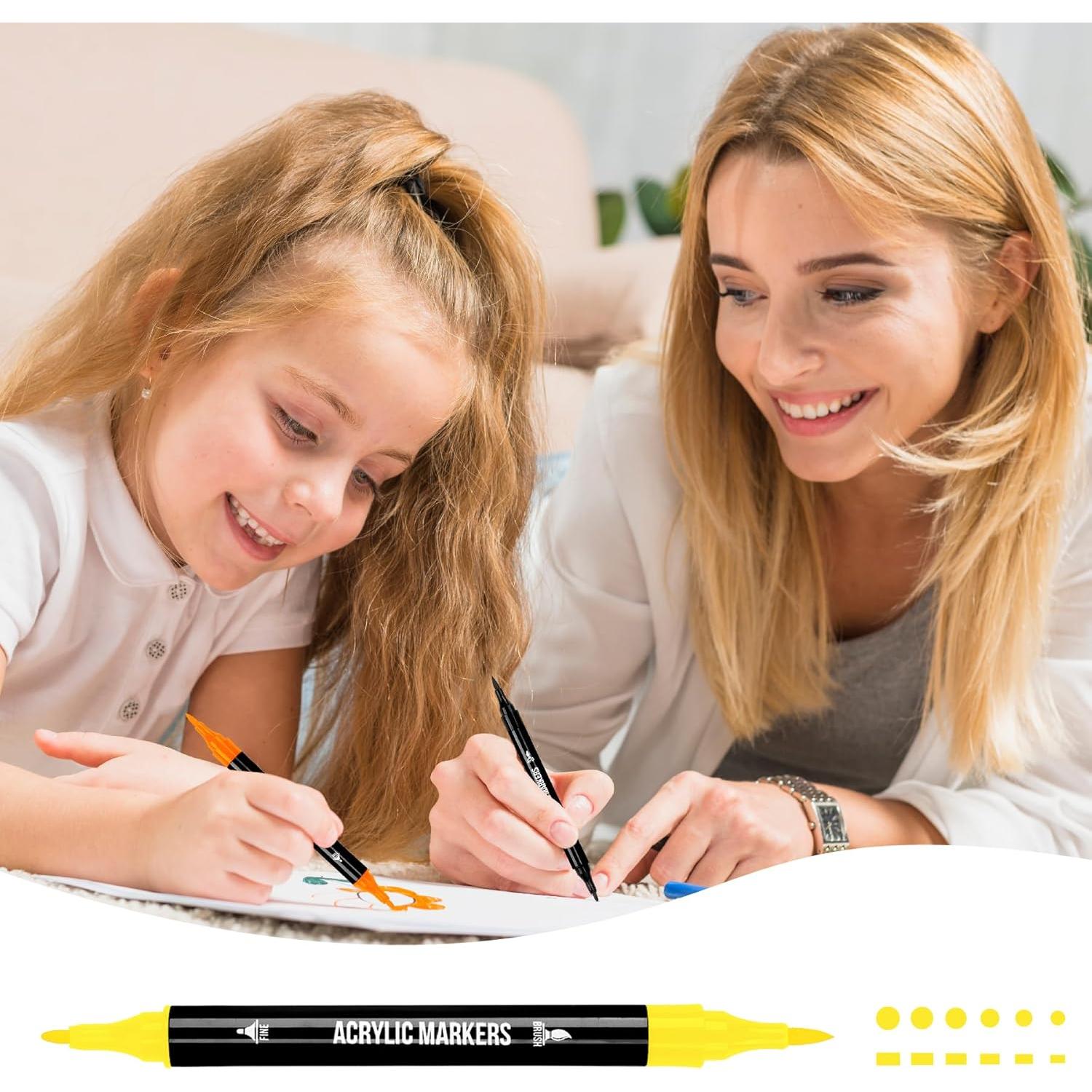 Kit de 120 Marcadores Acrílicos Pagather - Punta Doble, Multicolor