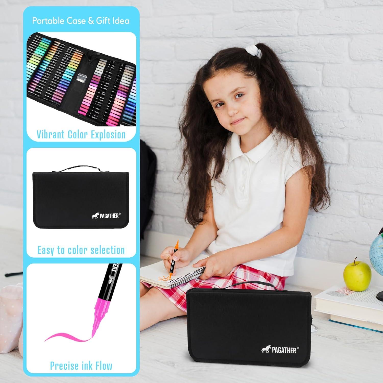 Kit de 120 Marcadores Acrílicos Pagather - Punta Doble, Multicolor