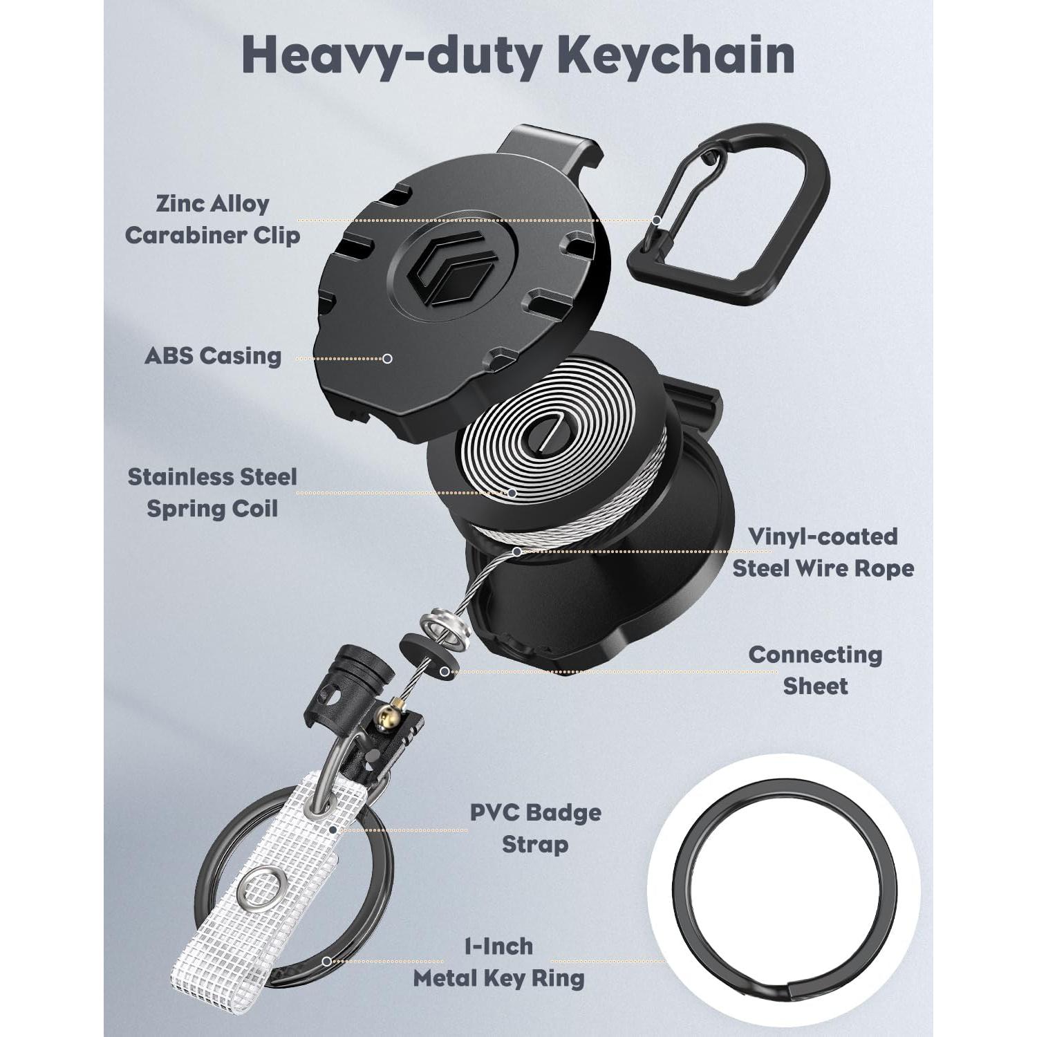 Portacarnet Retráctil Uniclife con Clip y Anillo de Llave