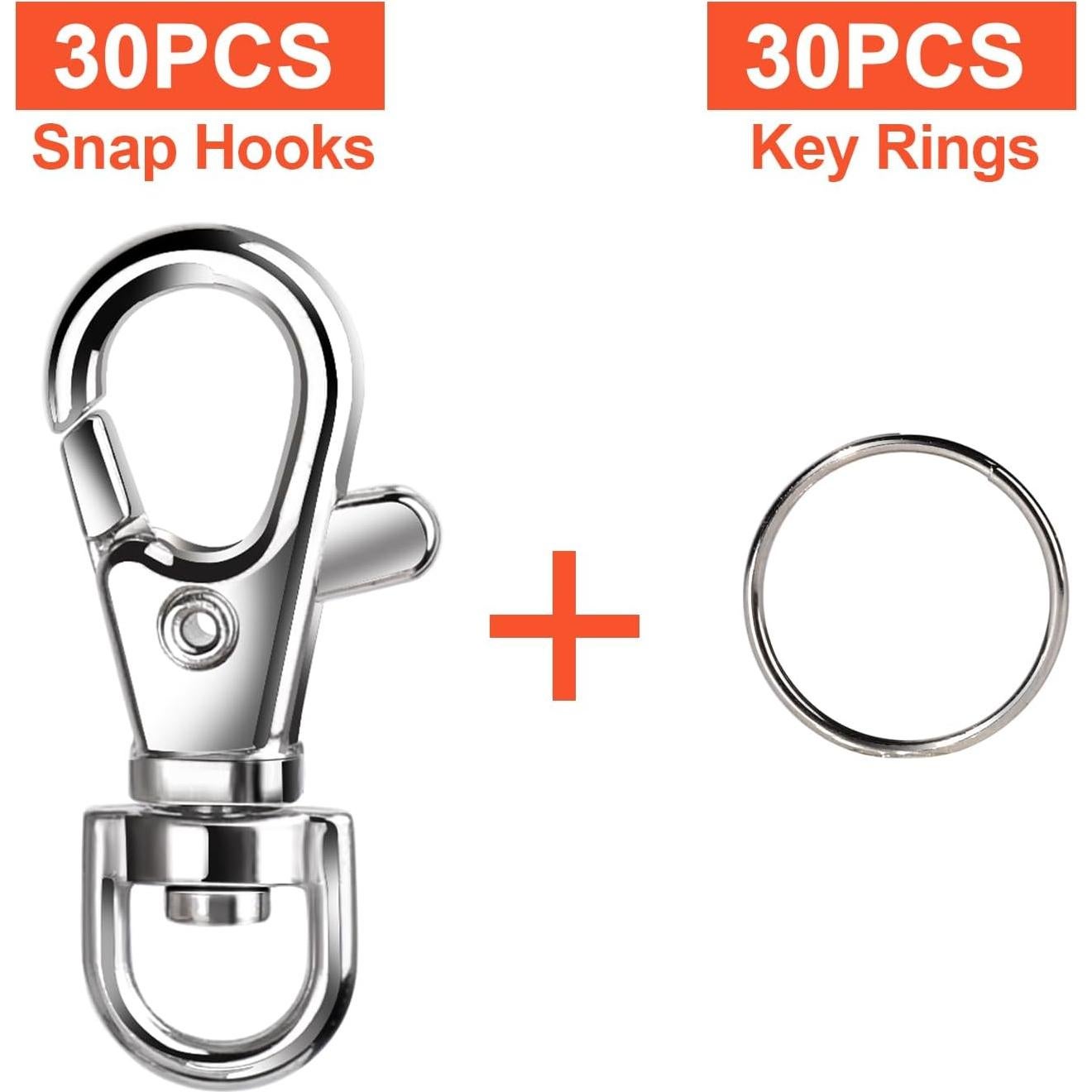 Kit de Llaveros LEOBRO 60pcs Ganchos y Anillos de Llave Plata