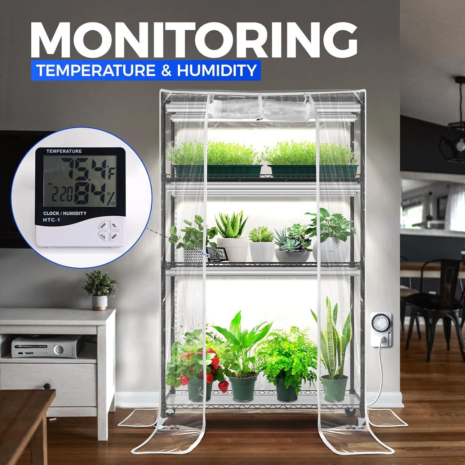 Invernadero Mini Barrina con Luz LED 4 Niveles 90x35cm