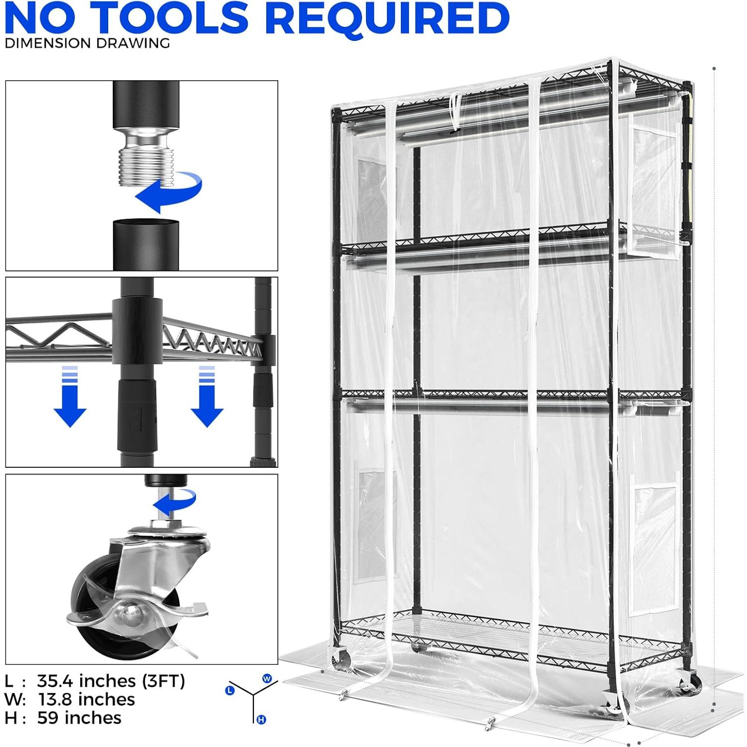 Invernadero Mini Barrina con Luz LED 4 Niveles 90x35cm