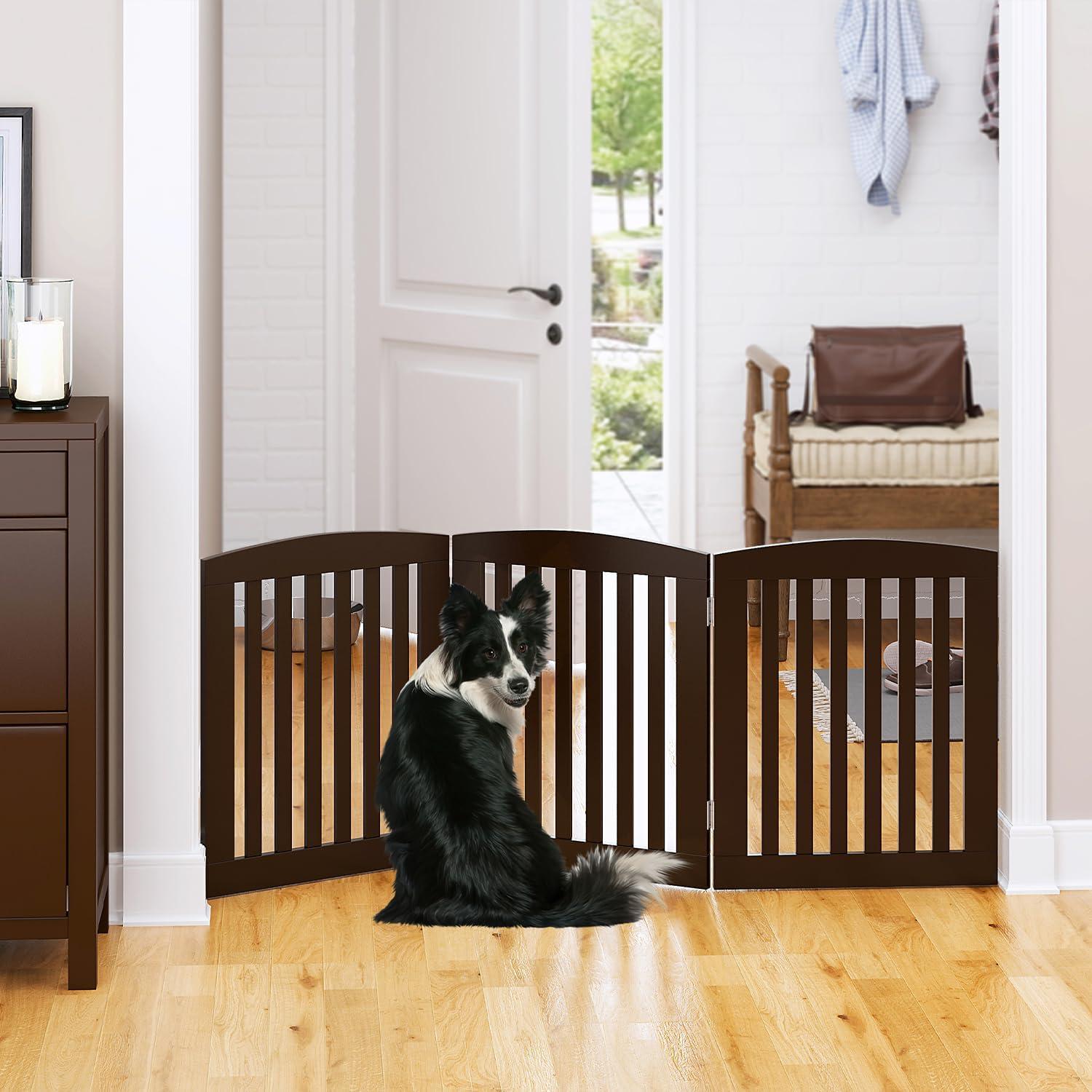 Puerta Plegable para Mascotas PAWLAND 61 cm Espresso 3 Paneles