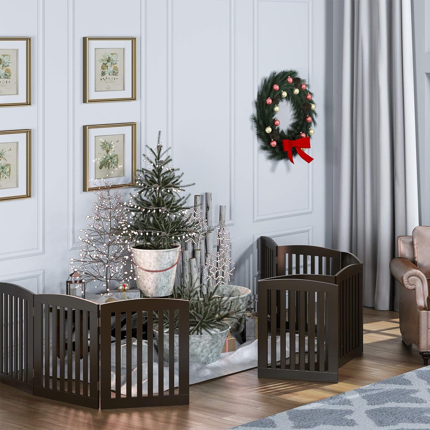 Puerta Plegable para Mascotas PAWLAND 61 cm Espresso 3 Paneles