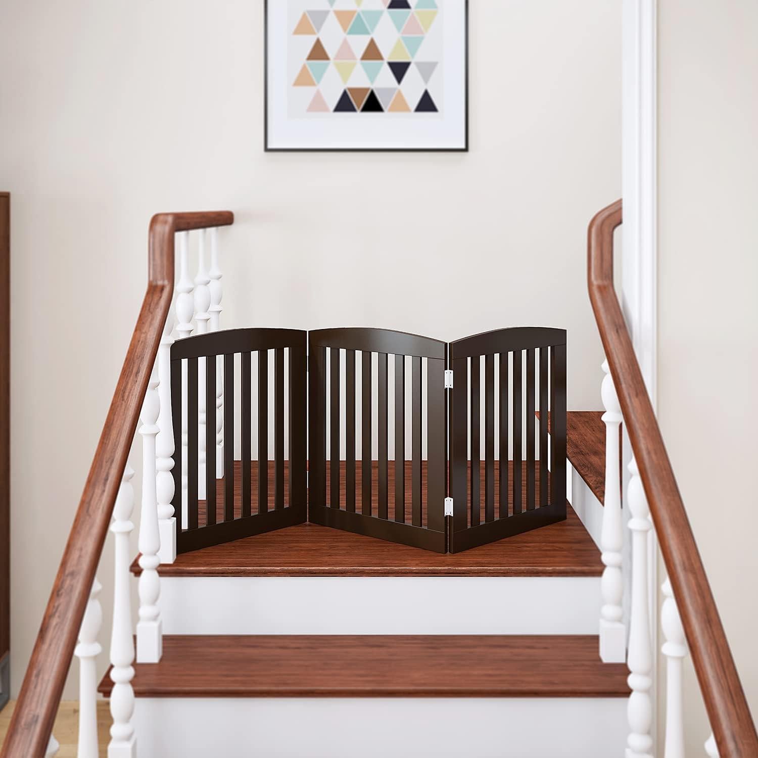 Puerta Plegable para Mascotas PAWLAND 61 cm Espresso 3 Paneles