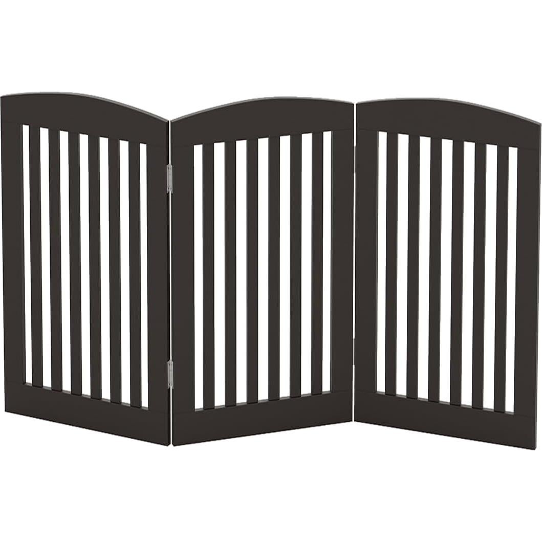 Puerta Plegable para Mascotas PAWLAND 61 cm Espresso 3 Paneles