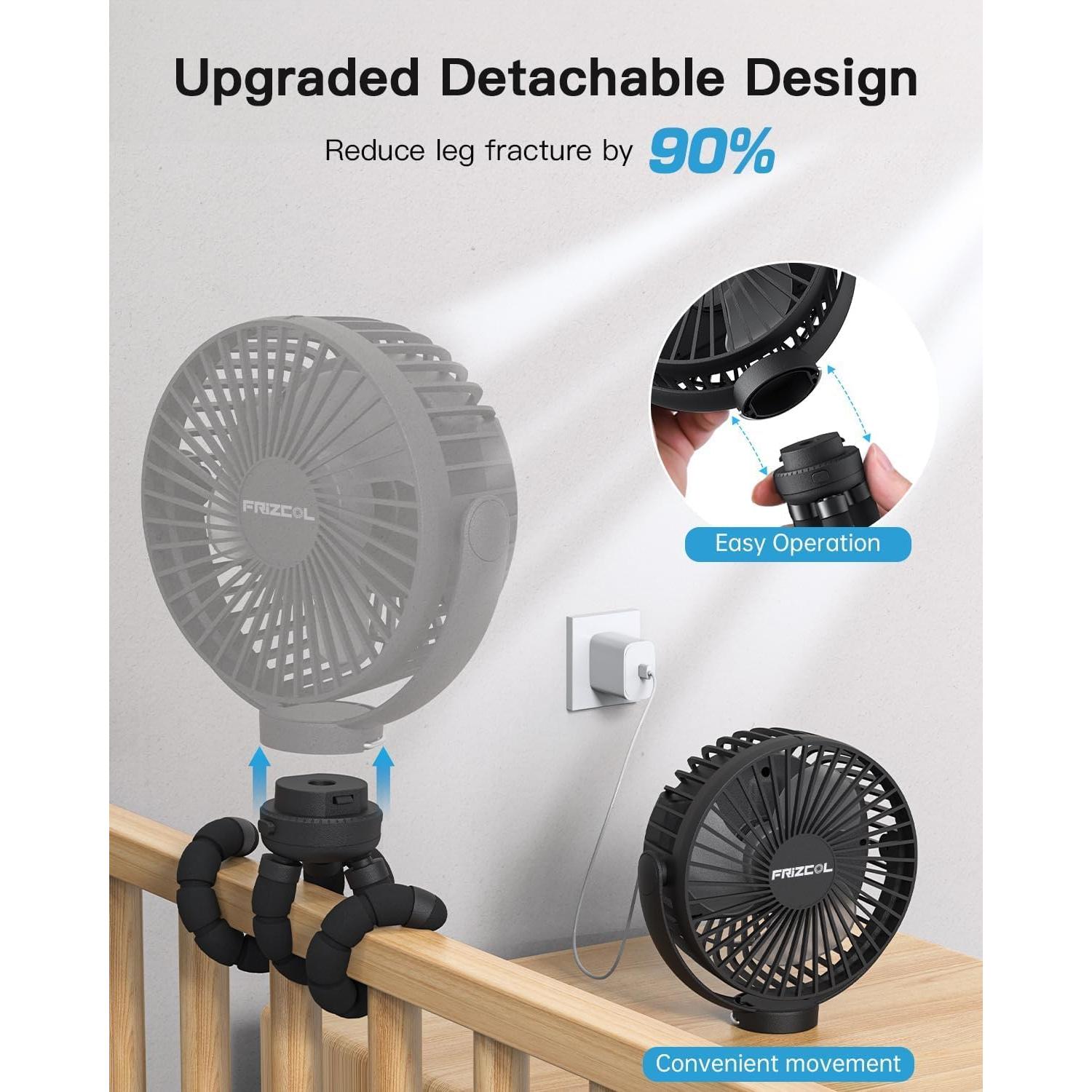 Ventilador Portátil FRIZCOL 12000mAh 65H Batería USB Negro