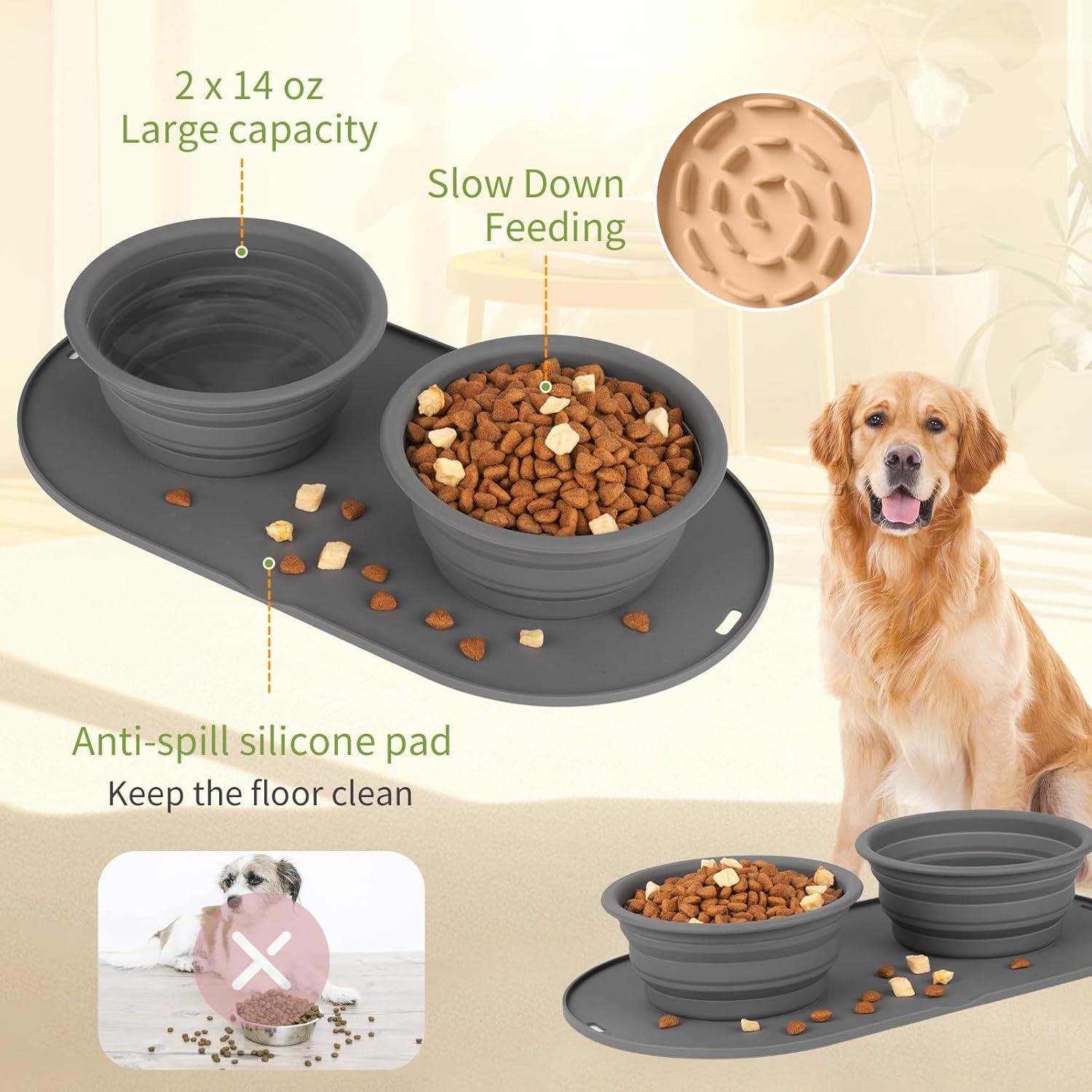 Tazón Doble Plegable para Perros HOYEHOLA - Silicona 355ml