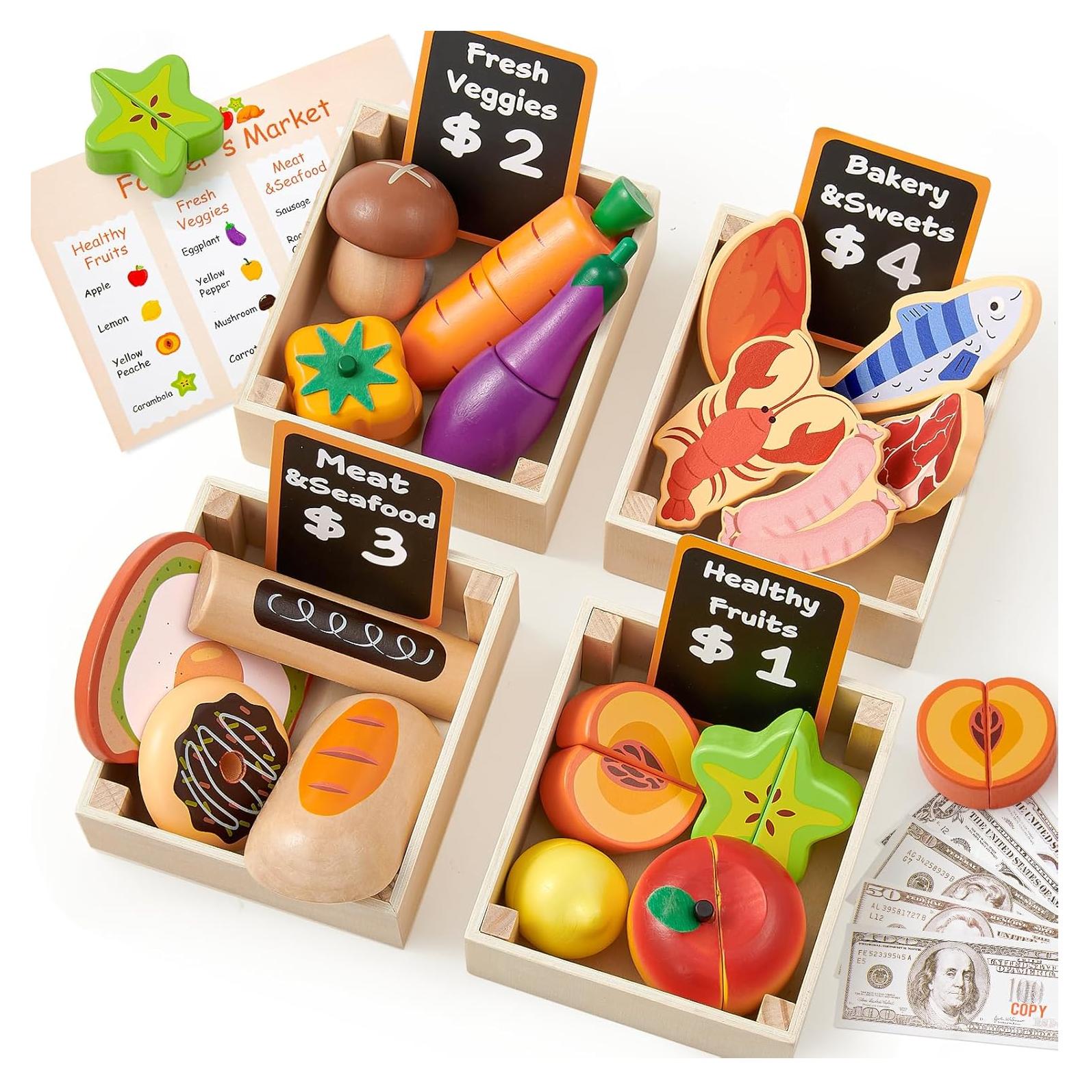 Conjunto de Comida de Juguete de Madera Toyssa - Cocina Infantil