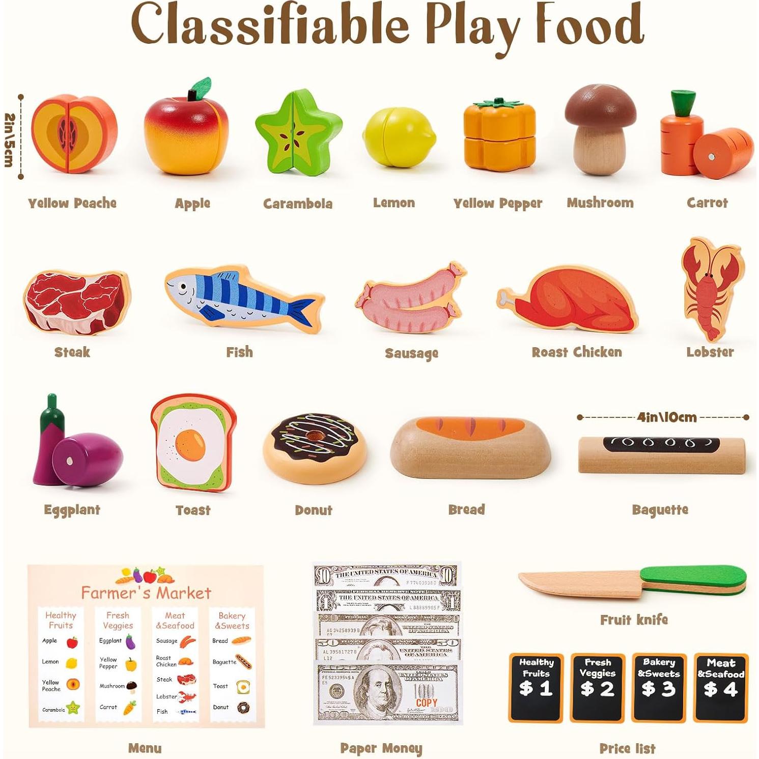 Conjunto de Comida de Juguete de Madera Toyssa - Cocina Infantil