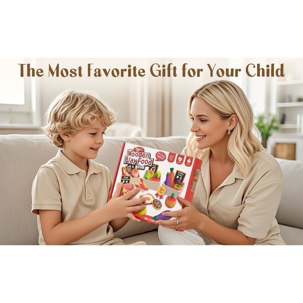 Conjunto de Comida de Juguete de Madera Toyssa - Cocina Infantil