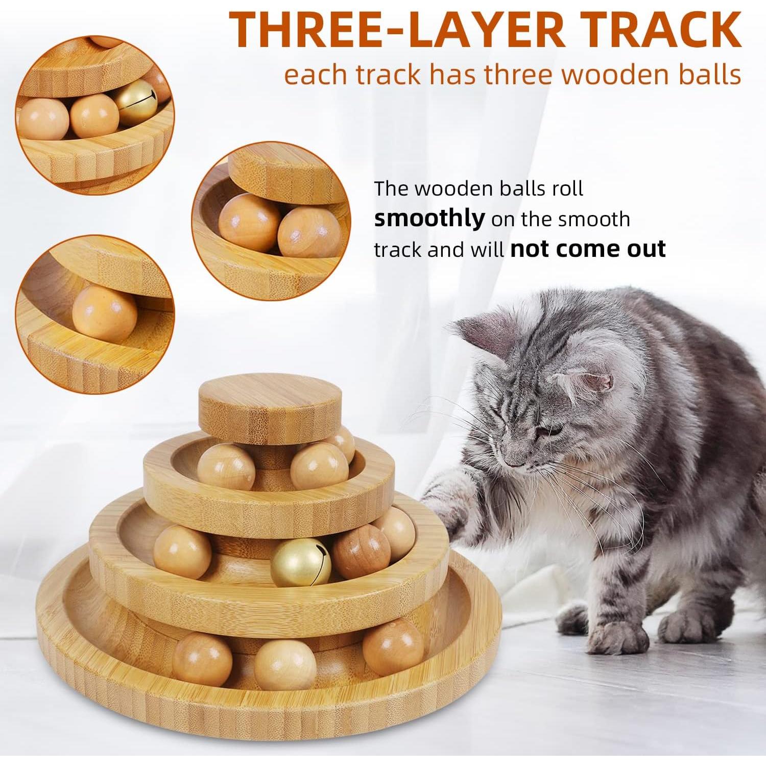 Pista de Bolas para Gatos DoogCat M3Z-Bamboo 20x10.5cm