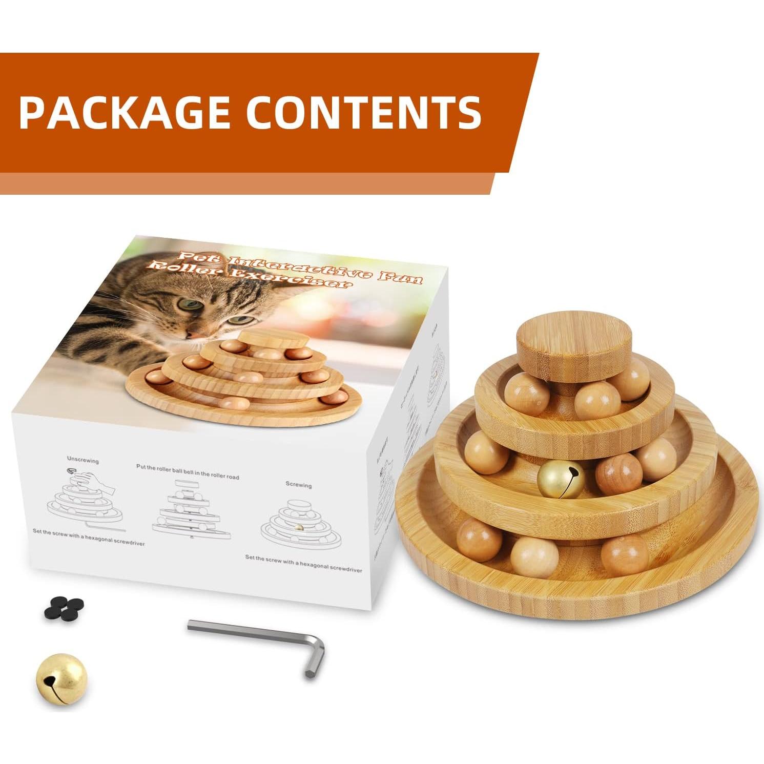 Pista de Bolas para Gatos DoogCat M3Z-Bamboo 20x10.5cm