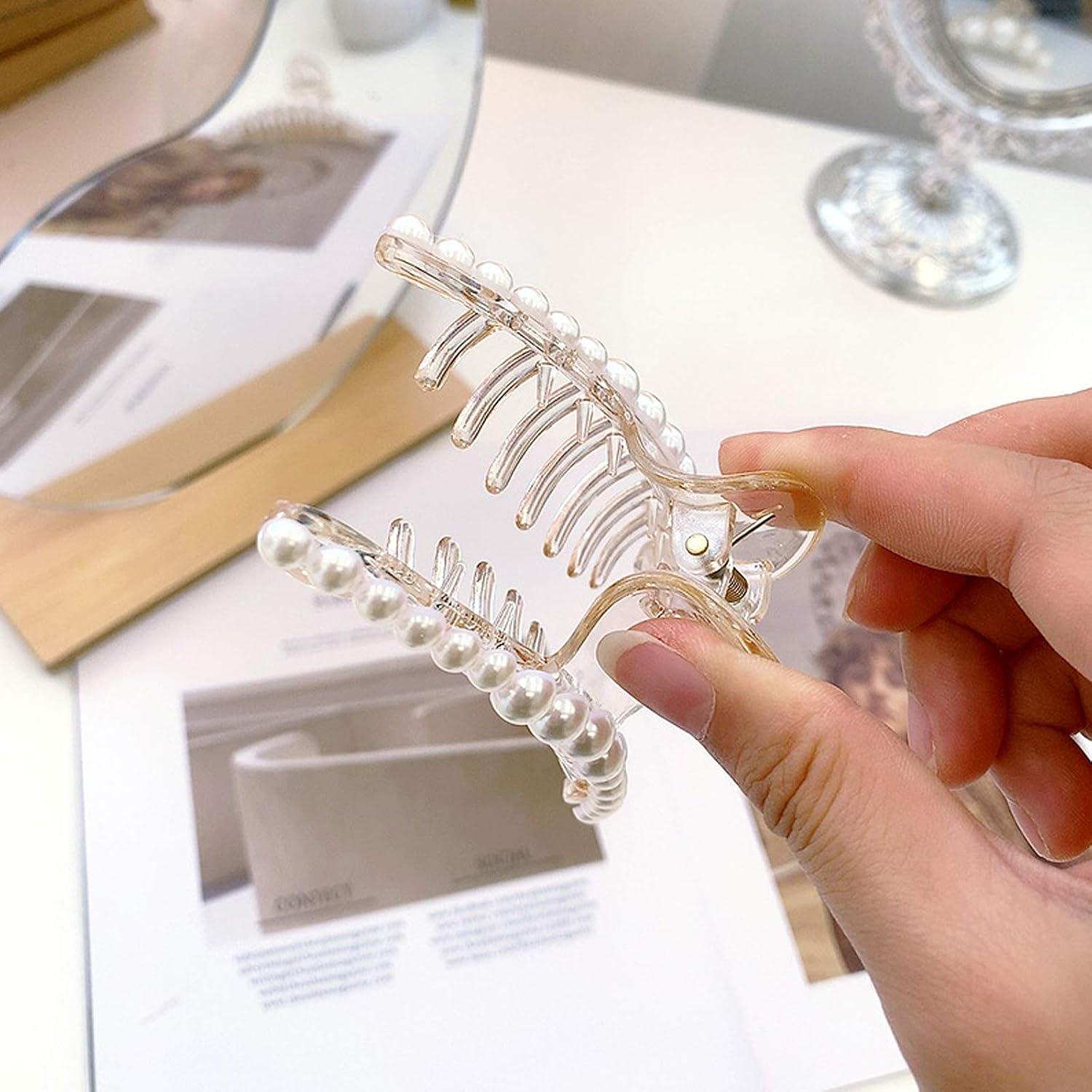 Set de Pinzas de Pelo de Perlas Agirlvct - 4 Tamaños (10 cm, 7 cm, 4.3 cm)