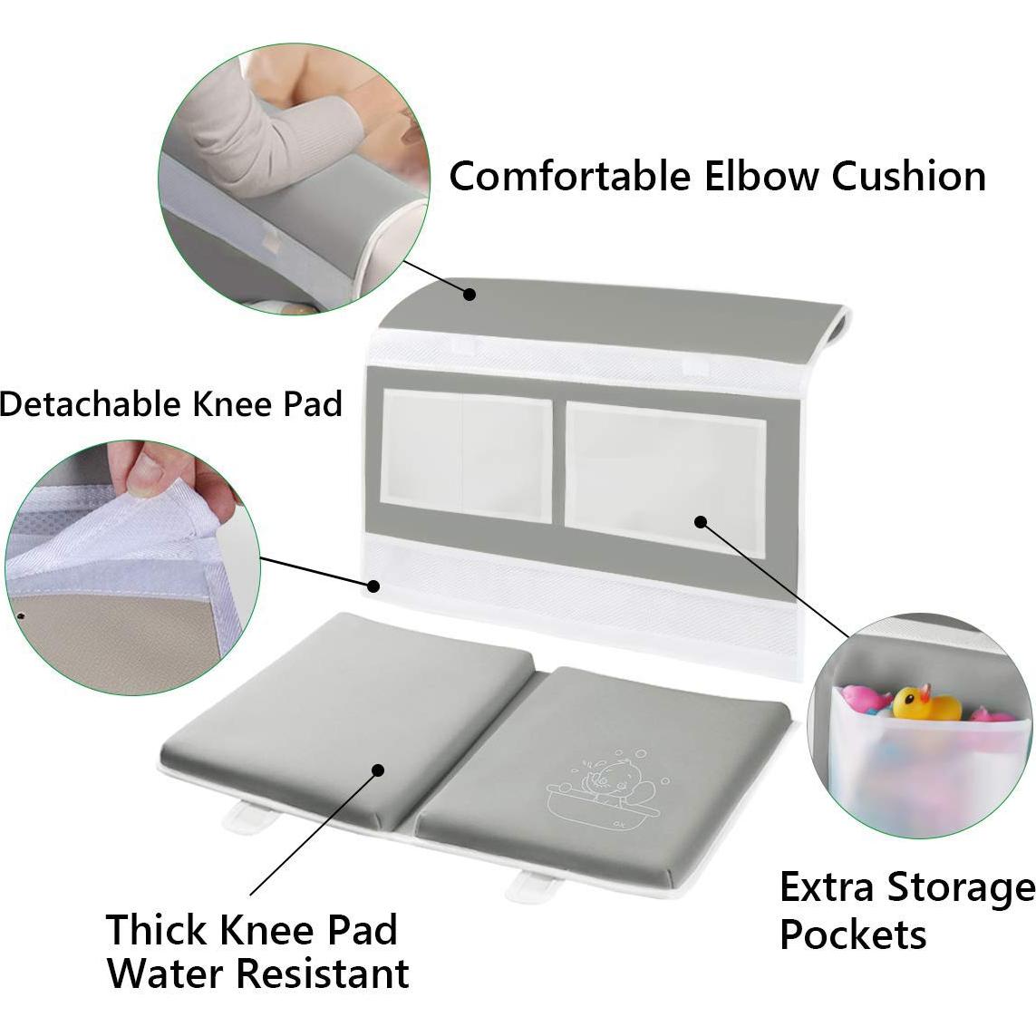 Almohadilla de Baño para Rodillas y Codos Gris con Organizador