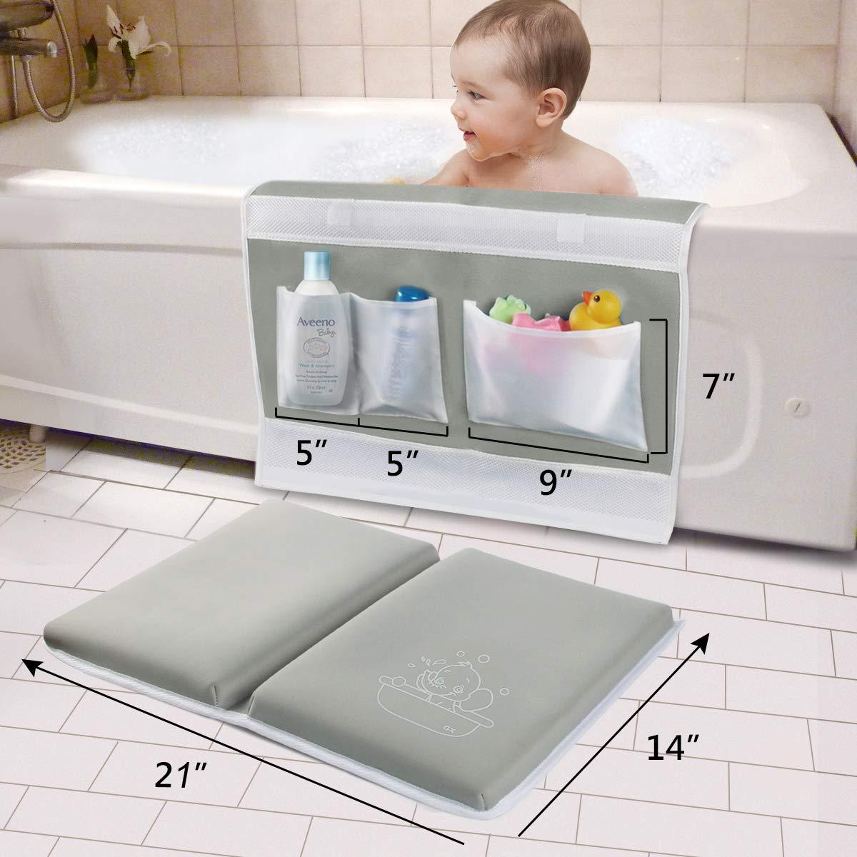 Almohadilla de Baño para Rodillas y Codos Gris con Organizador