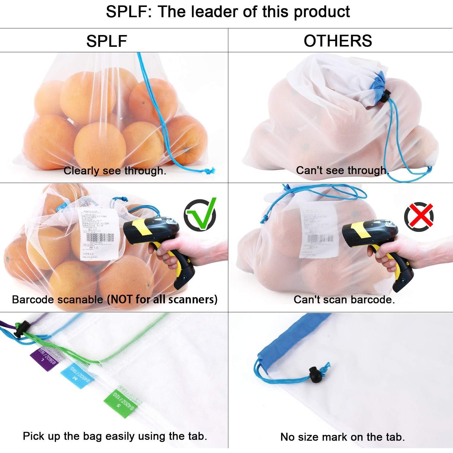 Bolsas de Malla Reutilizables SPLF 12 Pcs para Alimentos