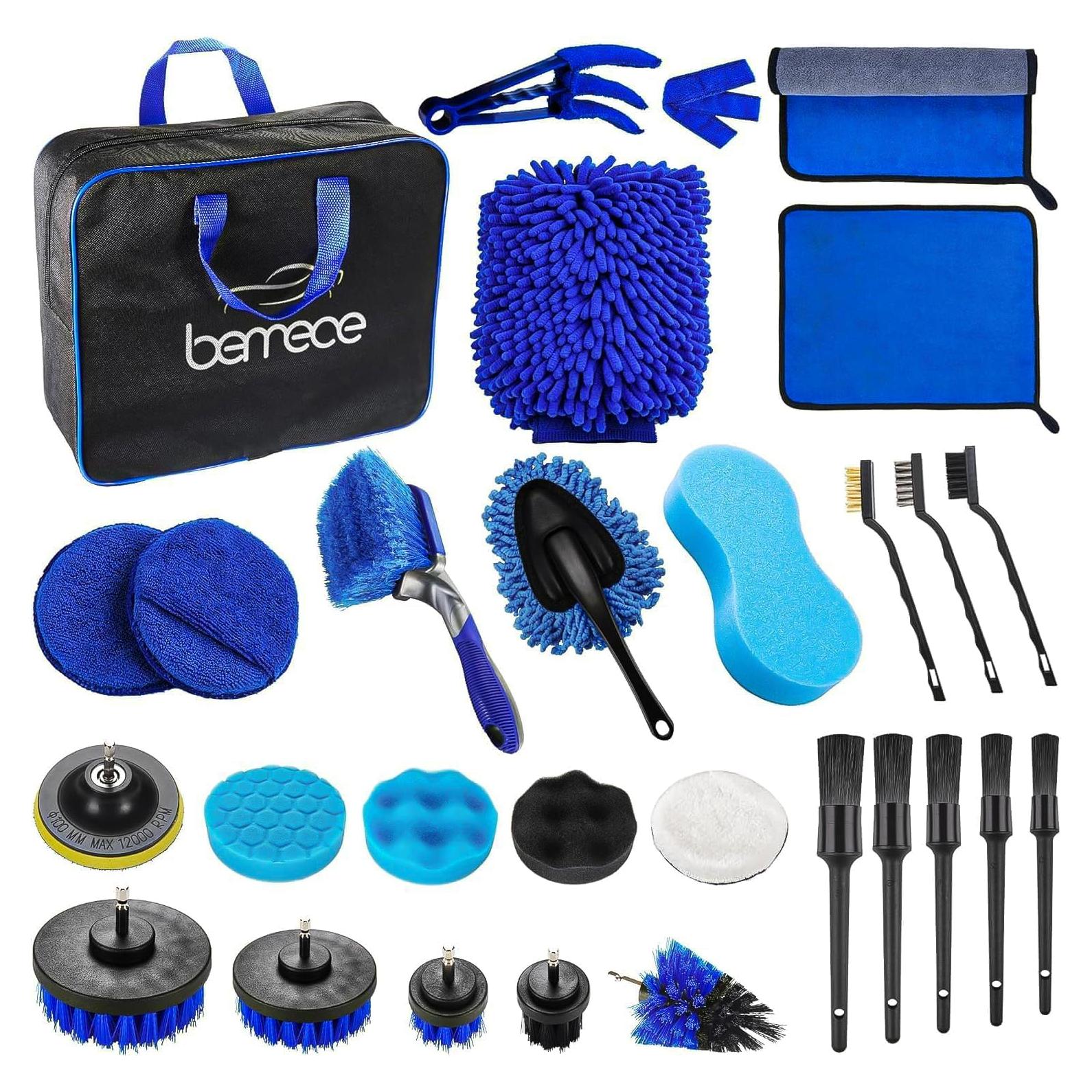 Kit de Detalle de Coche Bemece 29 Piezas Herramientas Limpieza