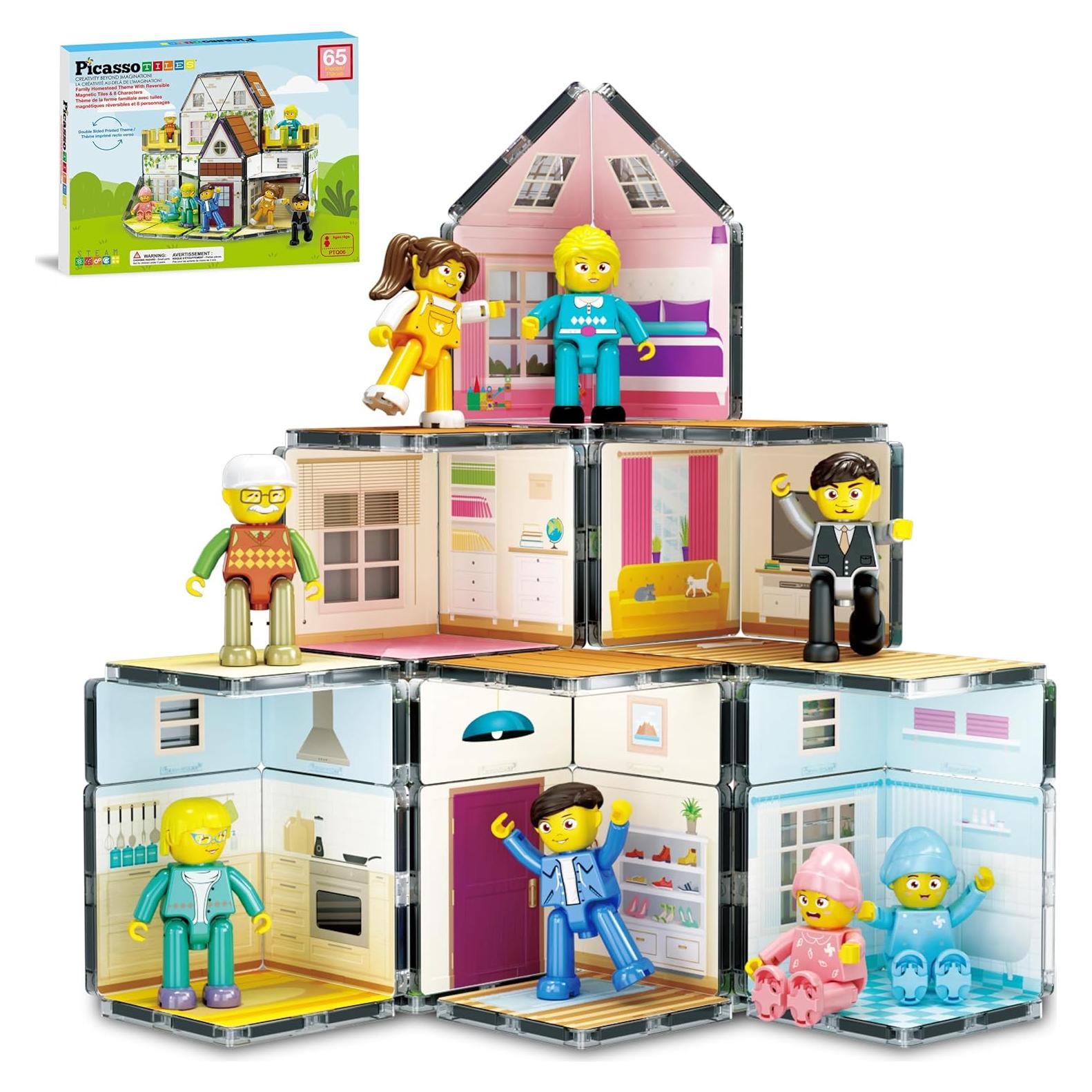 PicassoTiles Bloques Magnéticos Casa de Muñecas 8 Figuras 3D