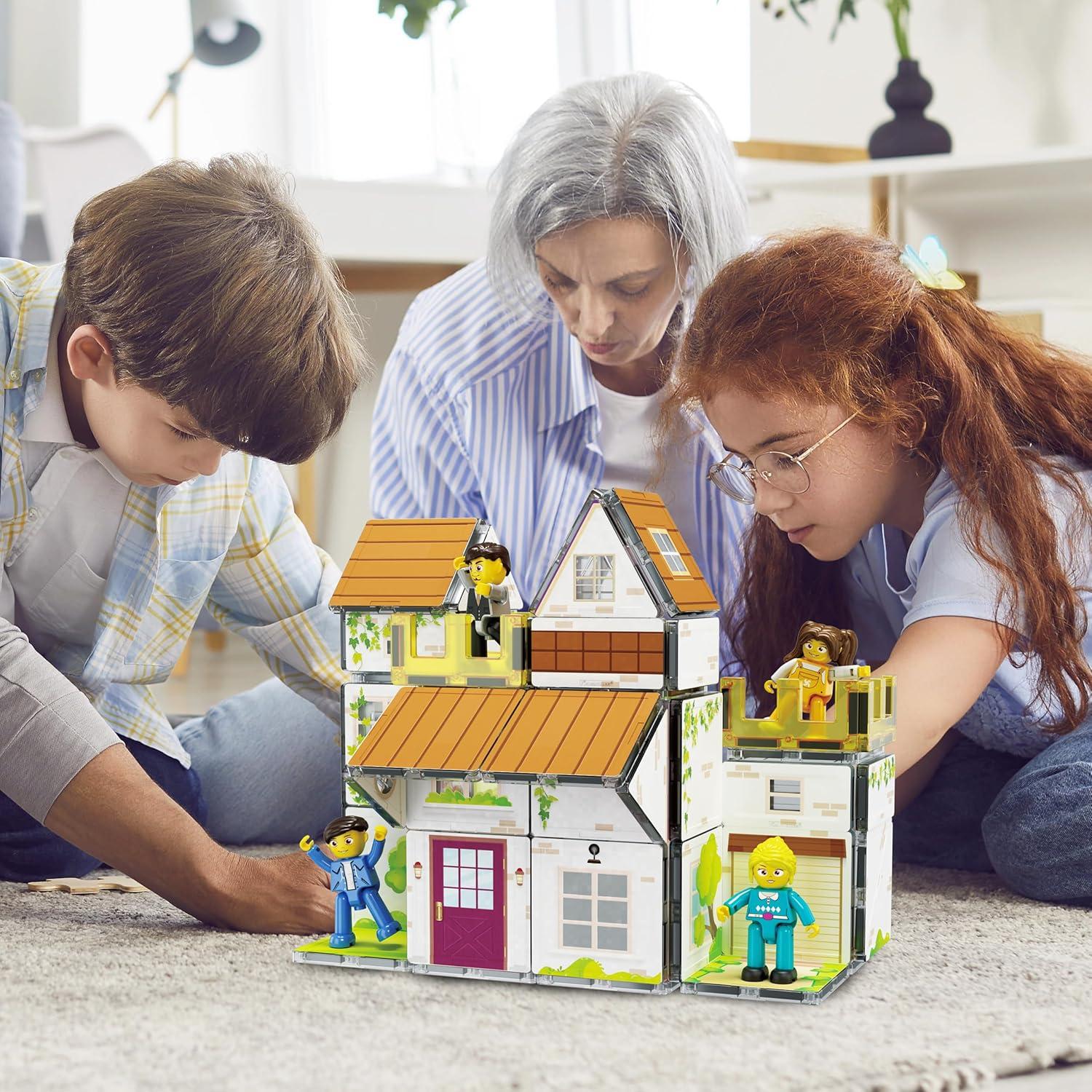 PicassoTiles Bloques Magnéticos Casa de Muñecas 8 Figuras 3D