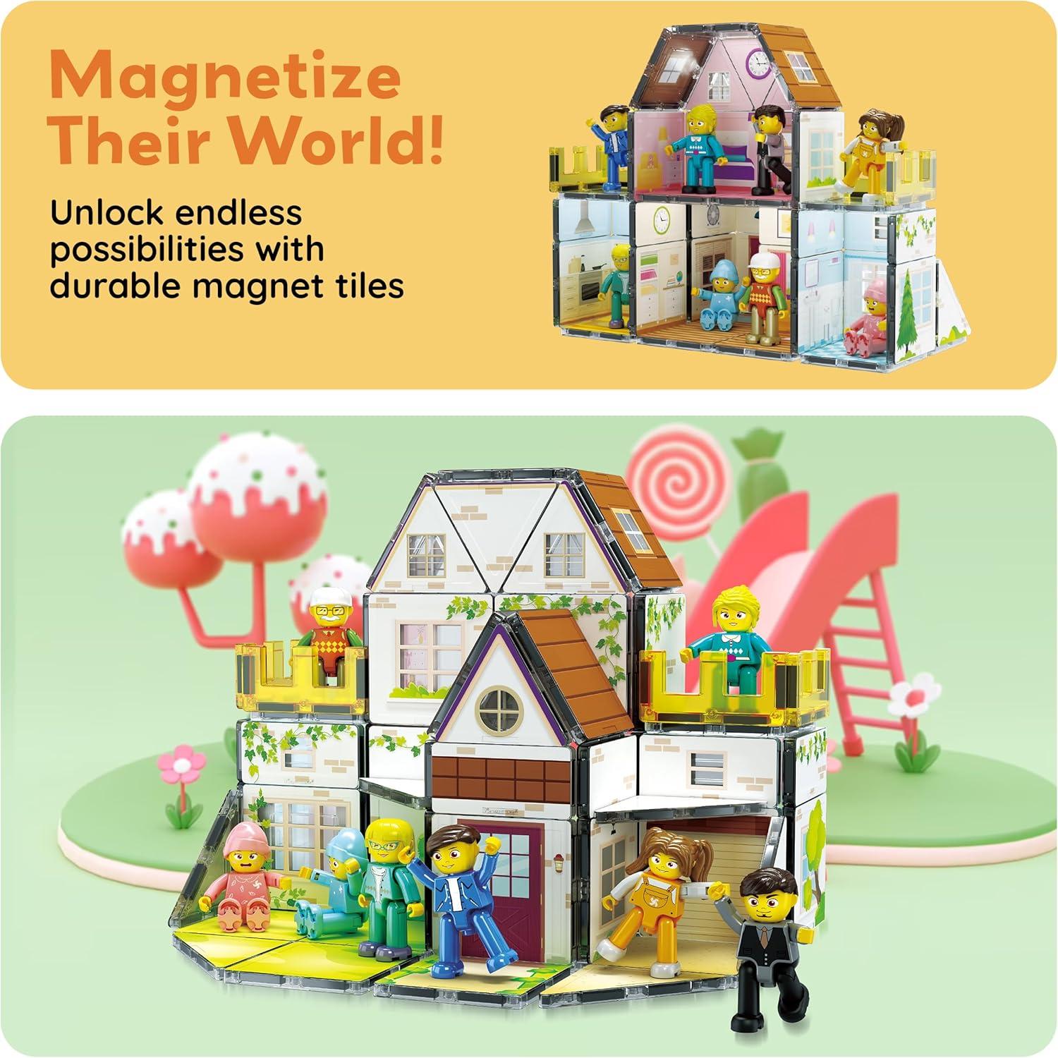 PicassoTiles Bloques Magnéticos Casa de Muñecas 8 Figuras 3D