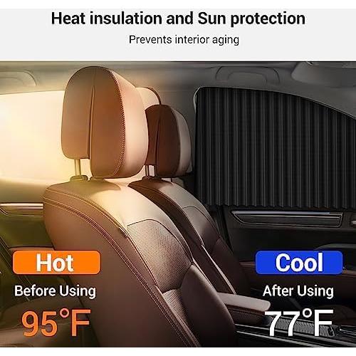 Cortinas Solares ZATOOTO para Ventanas de Auto - 2 Pcs Magnéticas