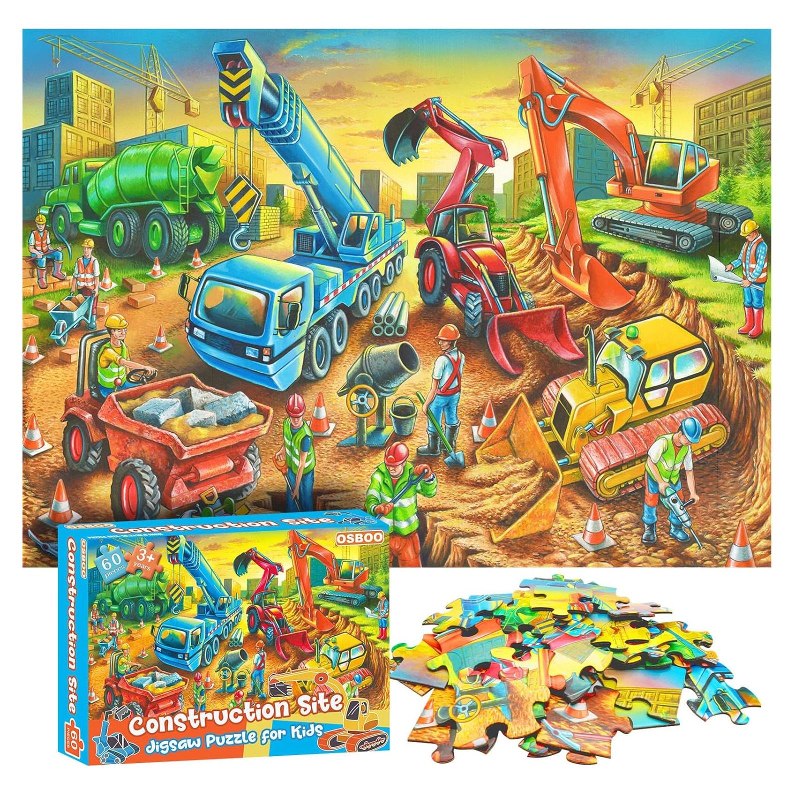 Rompecabezas de Piso OSBOO 60 Piezas Sitio de Construcción 3-10 Años