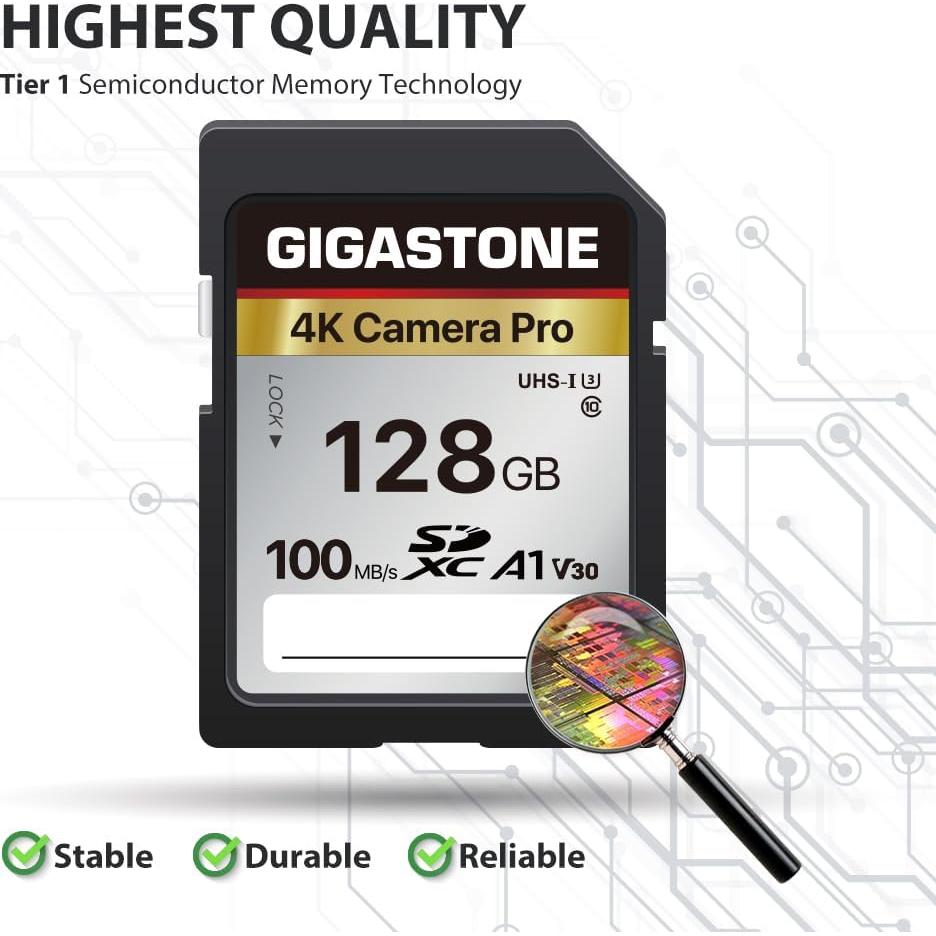 Tarjeta SD Gigastone 128GB A1 V30 4K con Estuche