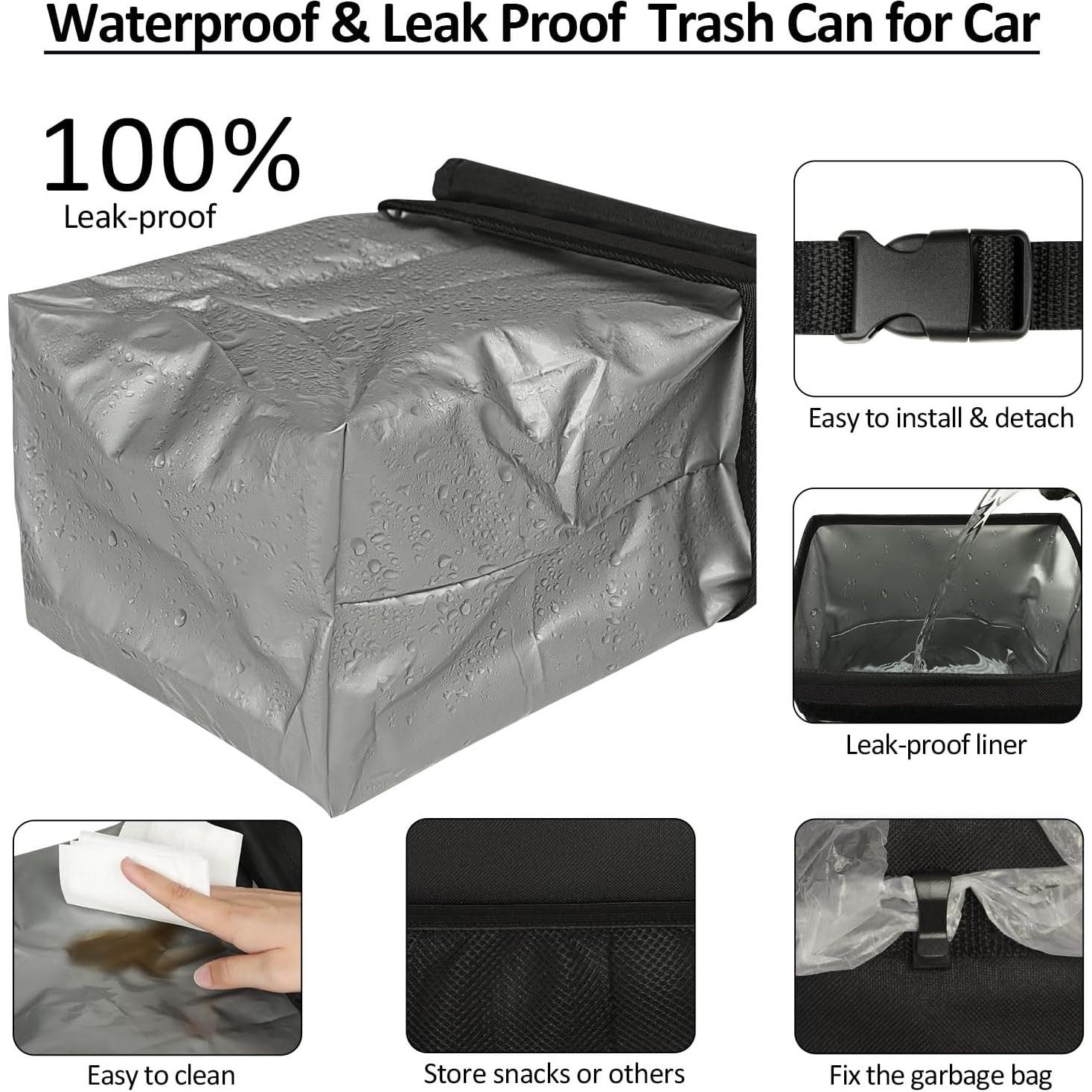 Bote de Basura para Auto ELONGRIVER 7.57L Negro Plegable