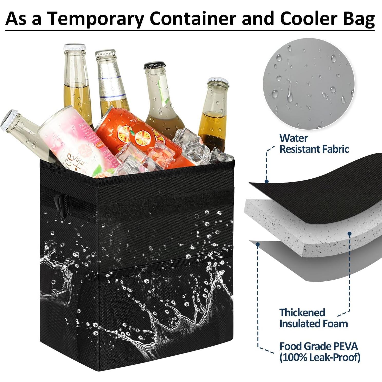 Bote de Basura para Auto ELONGRIVER 7.57L Negro Plegable