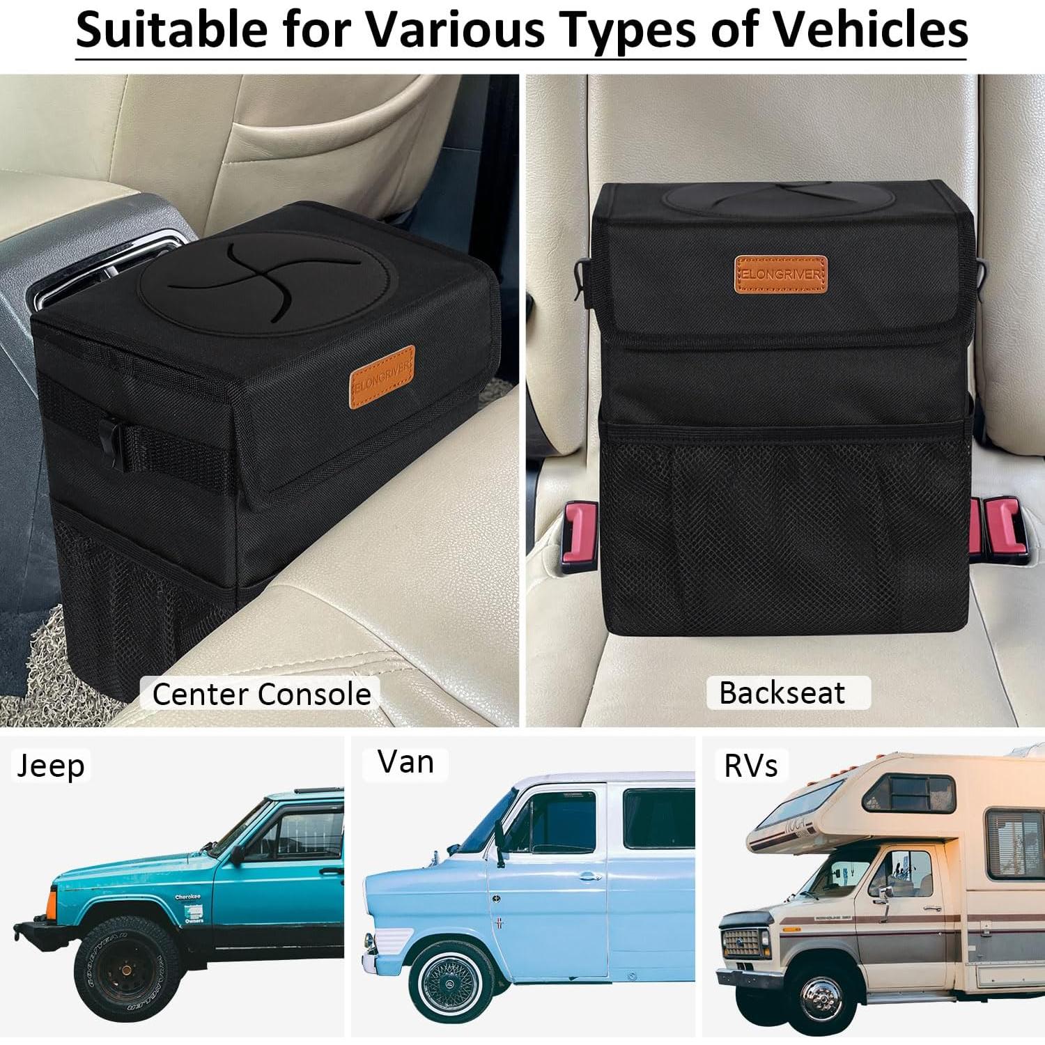 Bote de Basura para Auto ELONGRIVER 7.57L Negro Plegable