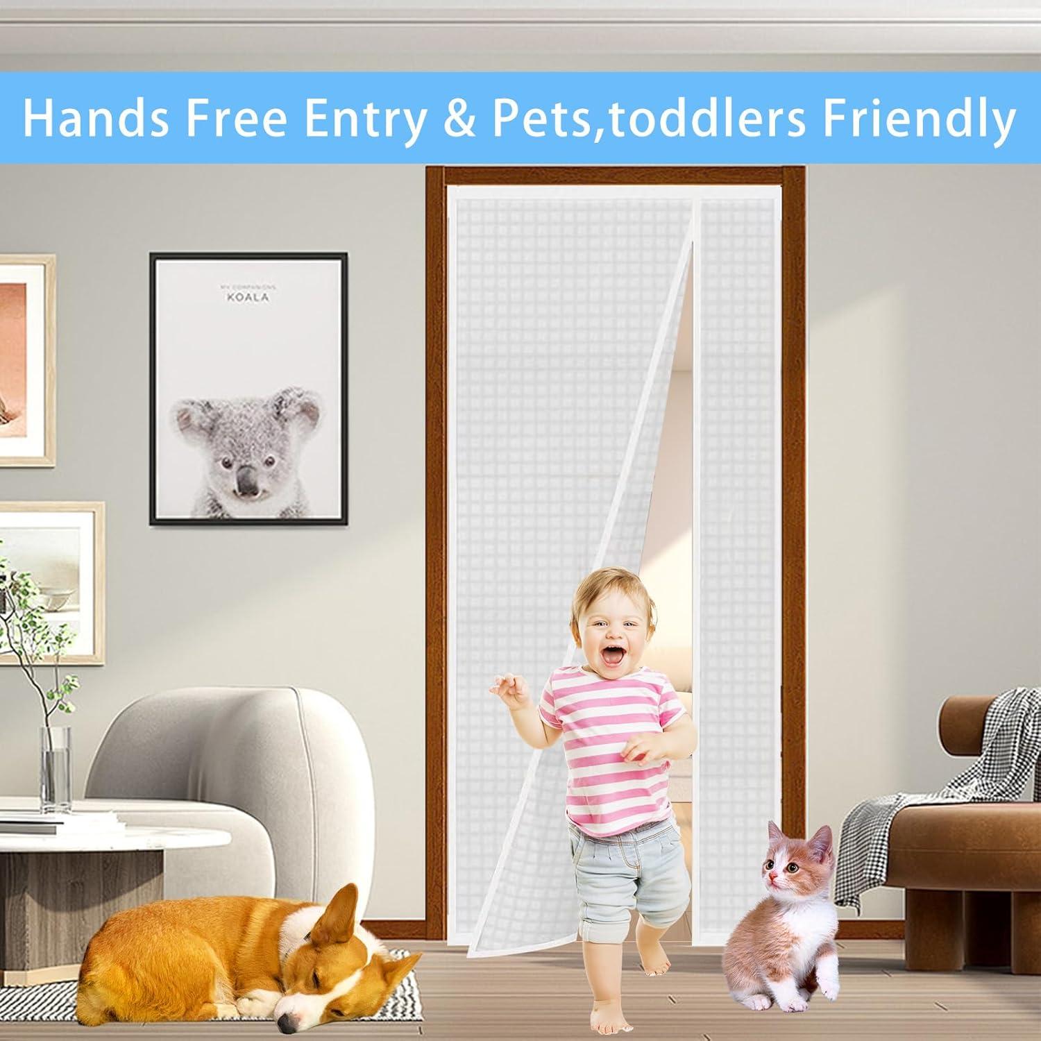 Cortina de Puerta Aislante Magnética Veanusiver 90x206 cm Blanca