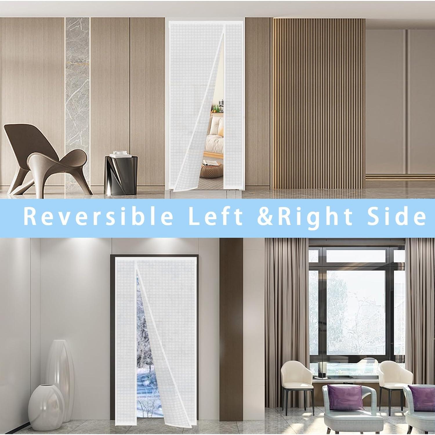 Cortina de Puerta Aislante Magnética Veanusiver 90x206 cm Blanca